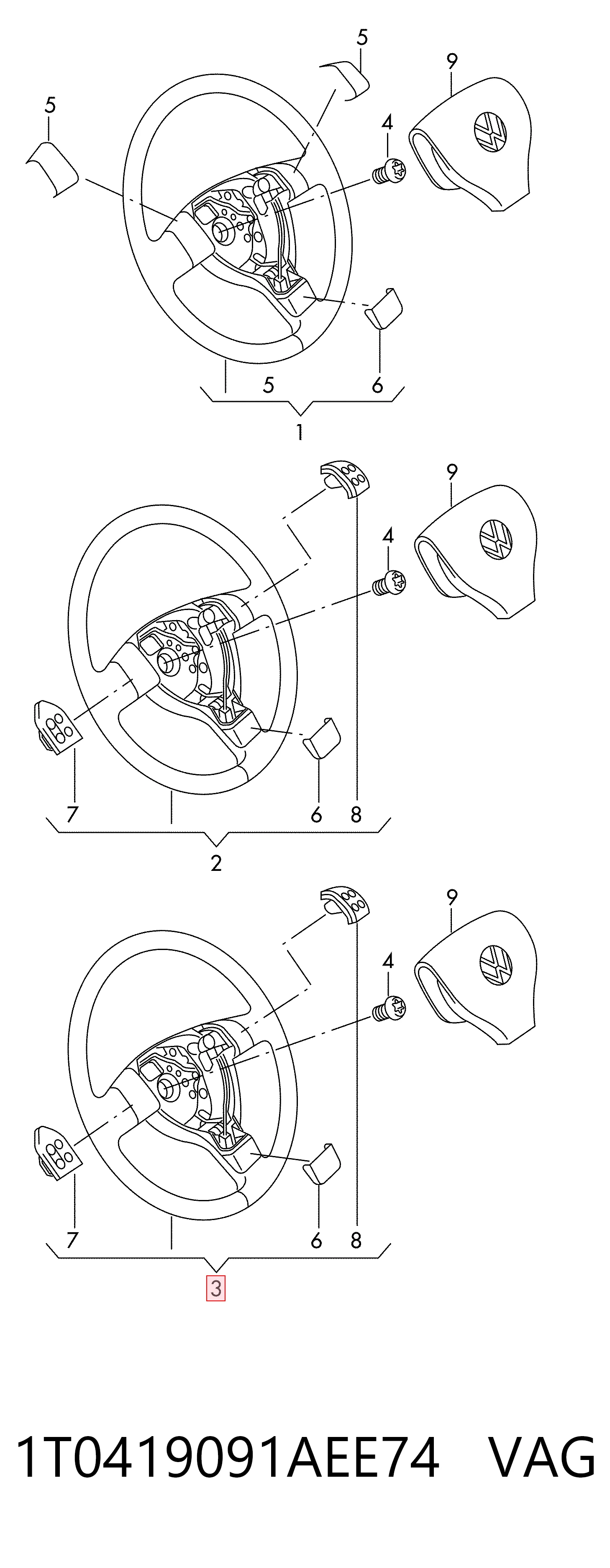 1T0419091AEE74 VAG Volante