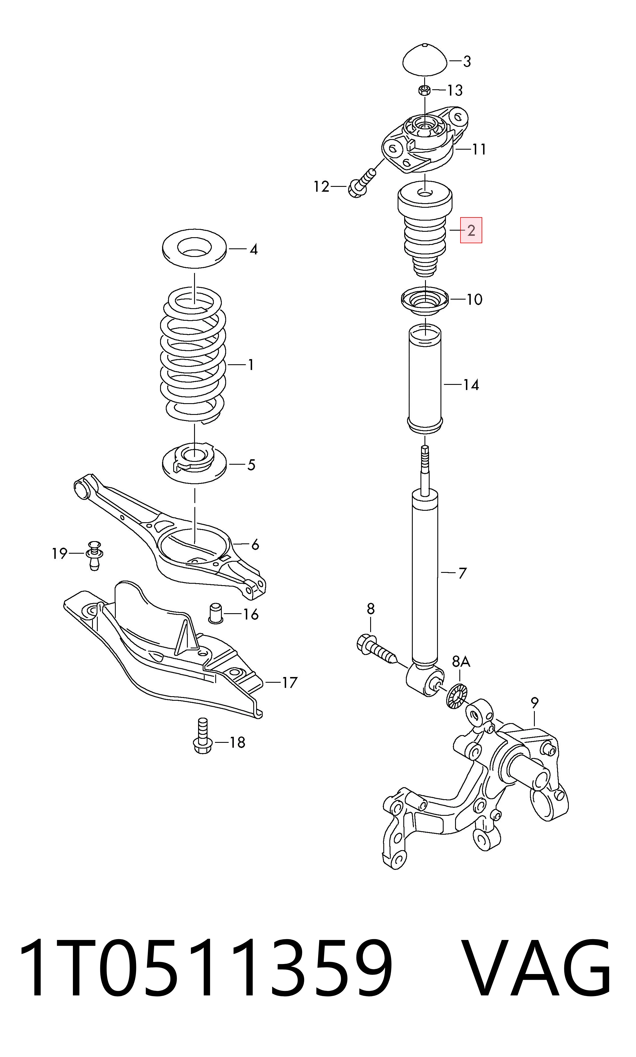 Tope de amortiguador trasero VAG 1T0511359 precio, desde 8,64 EUR