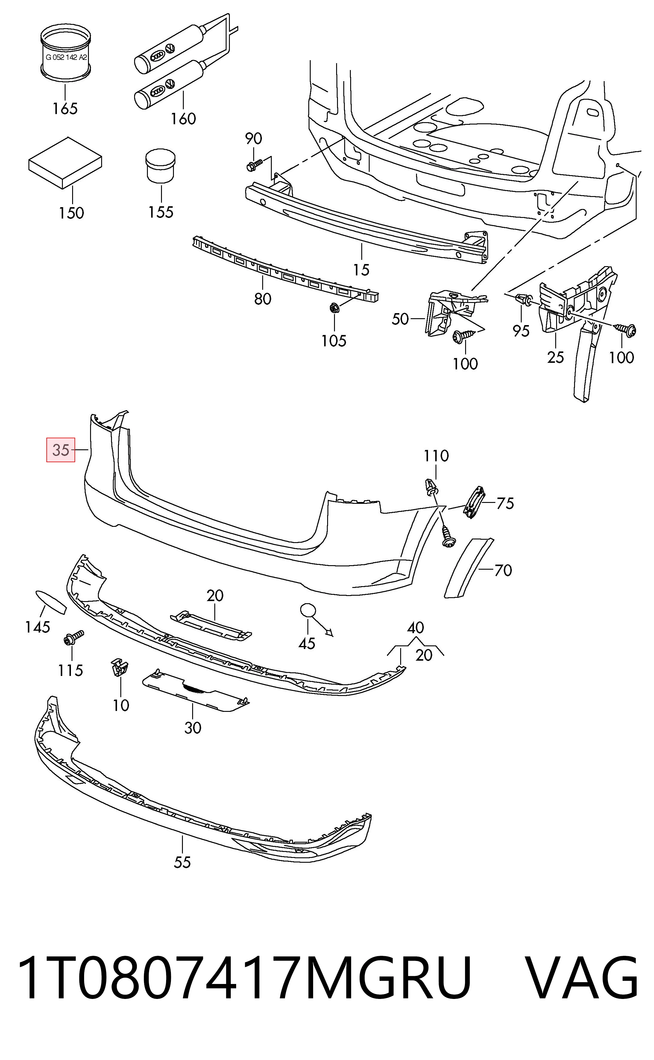 Comprar Parachoques trasero Volkswagen Touran II 1T3 a bajo precio