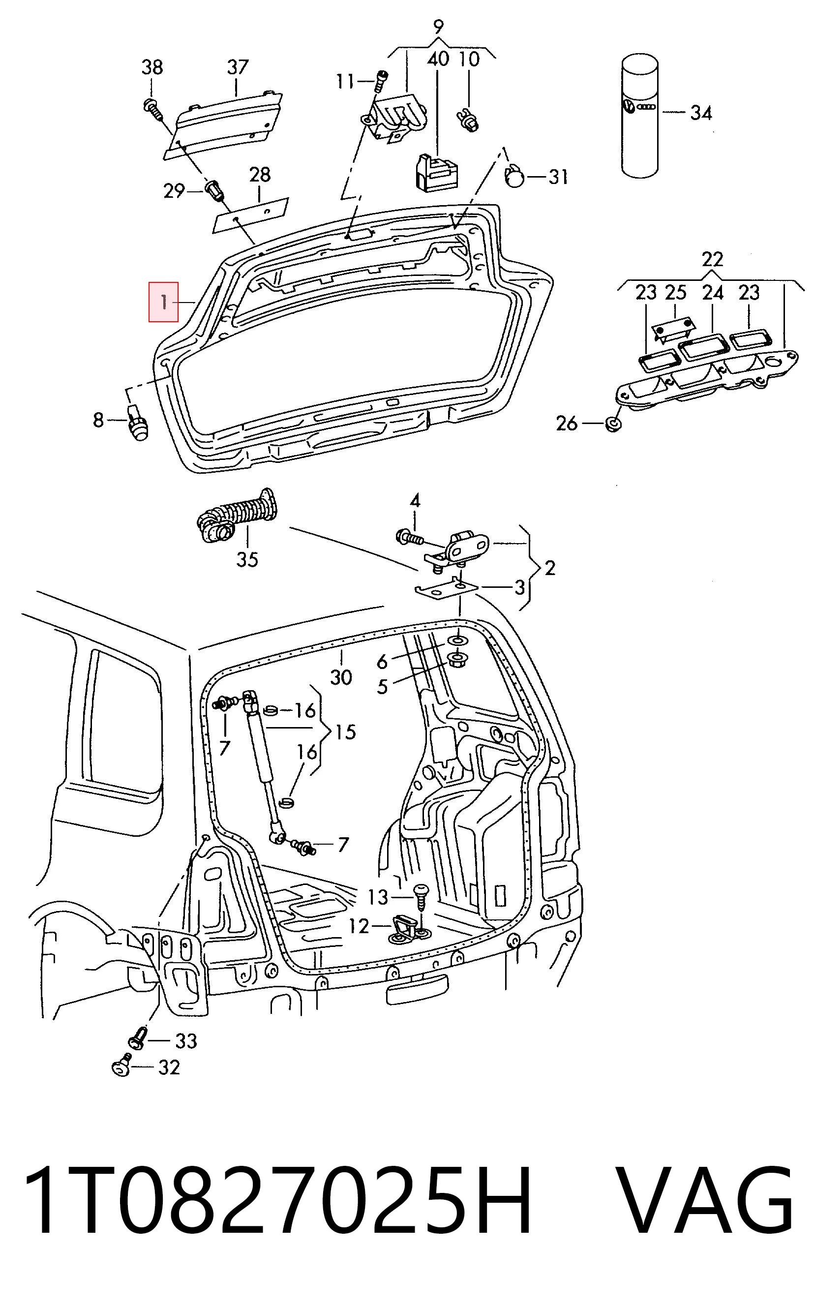 Comprar Puerta trasera del maletero (portón trasero) Volkswagen Touran I 1T1, 1T2 a bajo precio