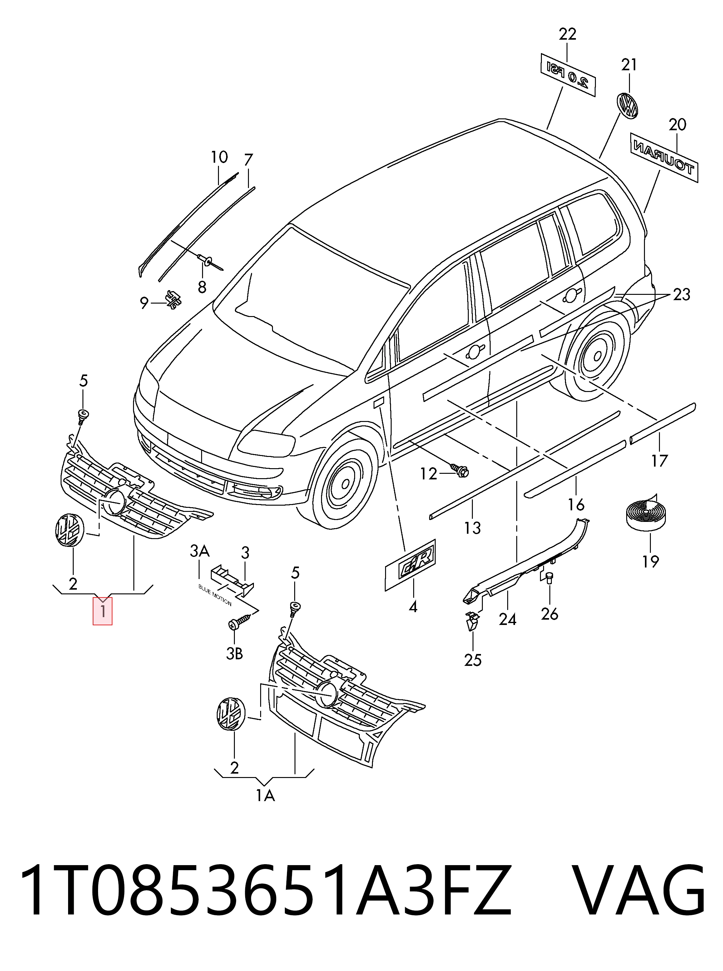  Parrilla Volkswagen Caddy 3