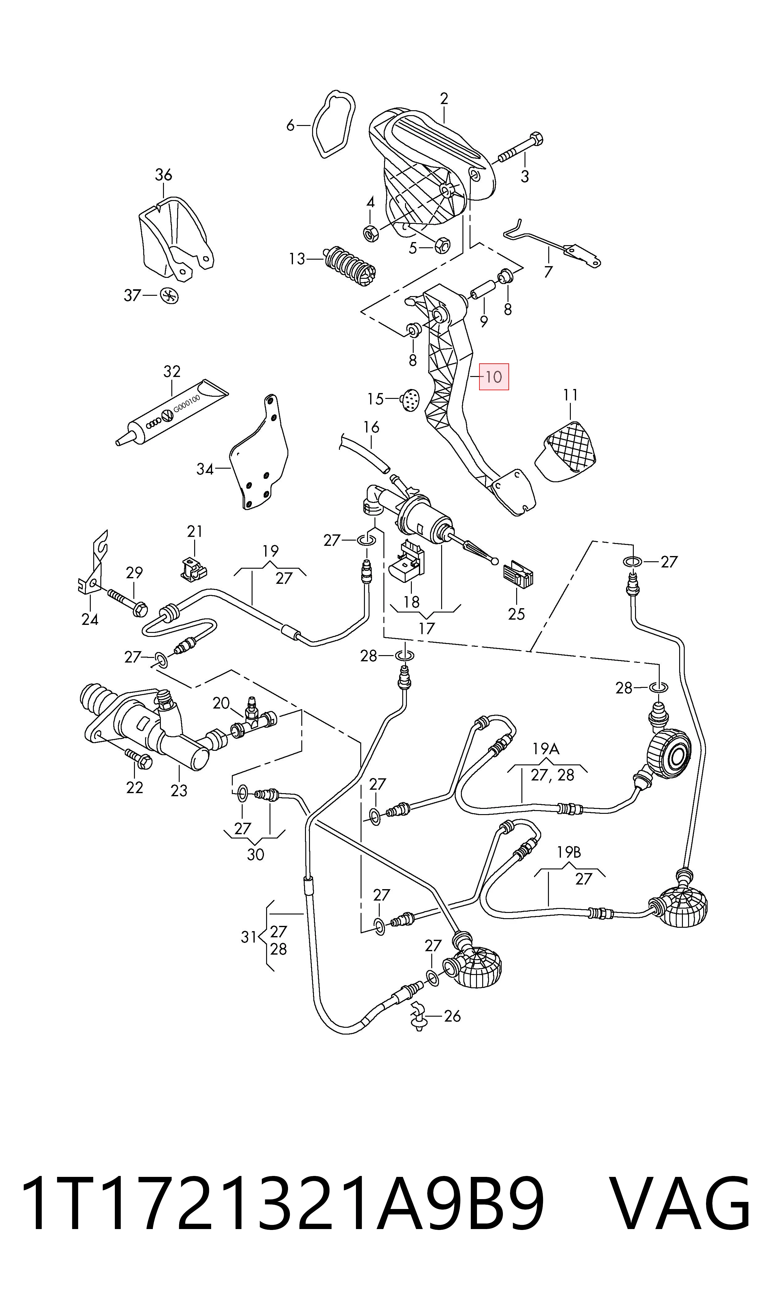 Pedal de embrague VAG 1T1721321A9B9 precio, desde 59,62 EUR