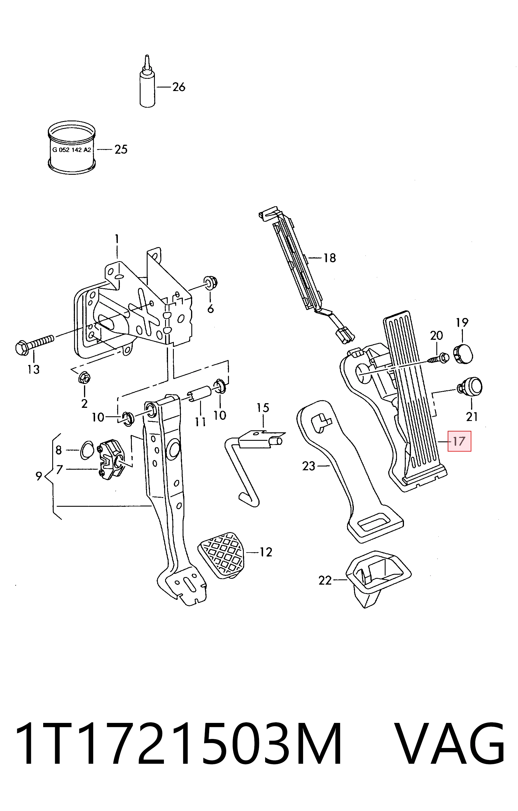 1T1721503M VAG Pedal de aceleracion