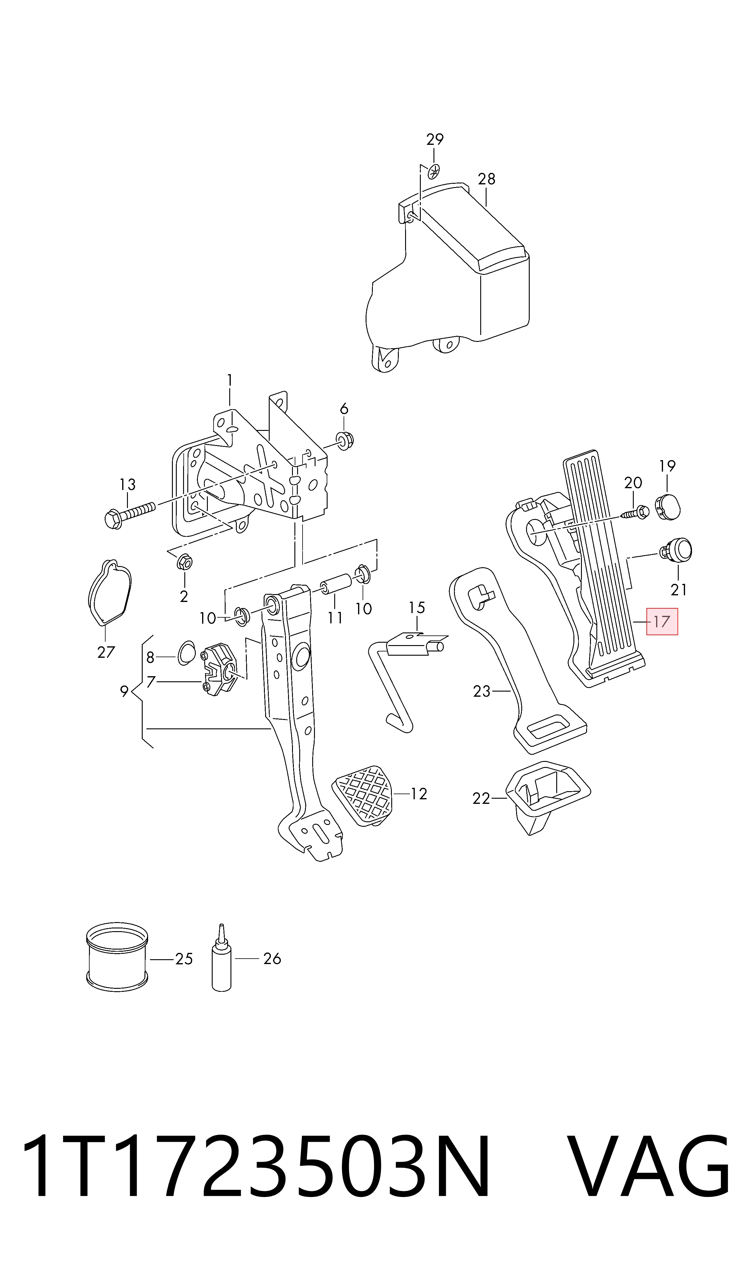 1T1723503N VAG Pedal de aceleracion
