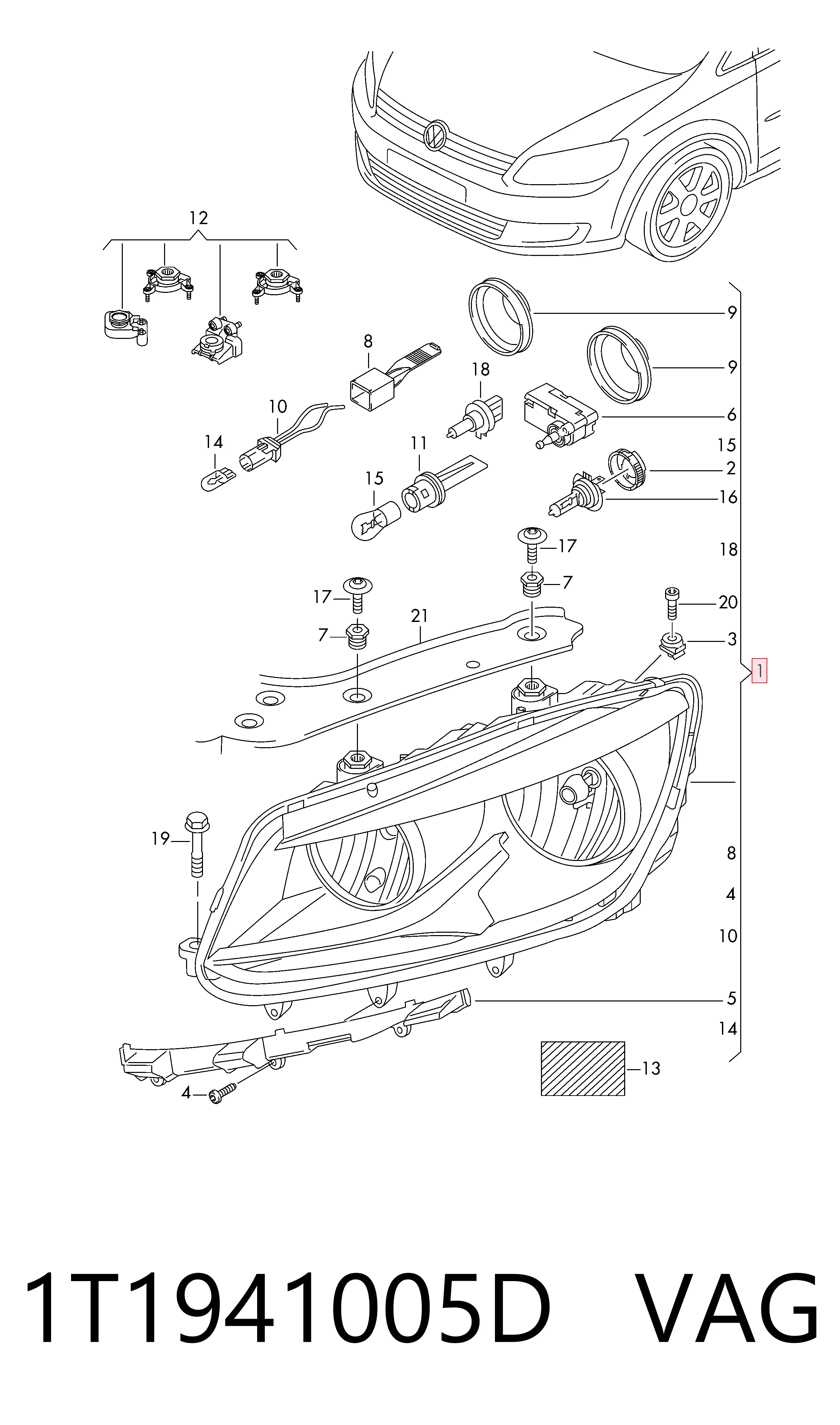 Faros delanteros Touran II monovolumen (2010-2015) original desde 188,08 €