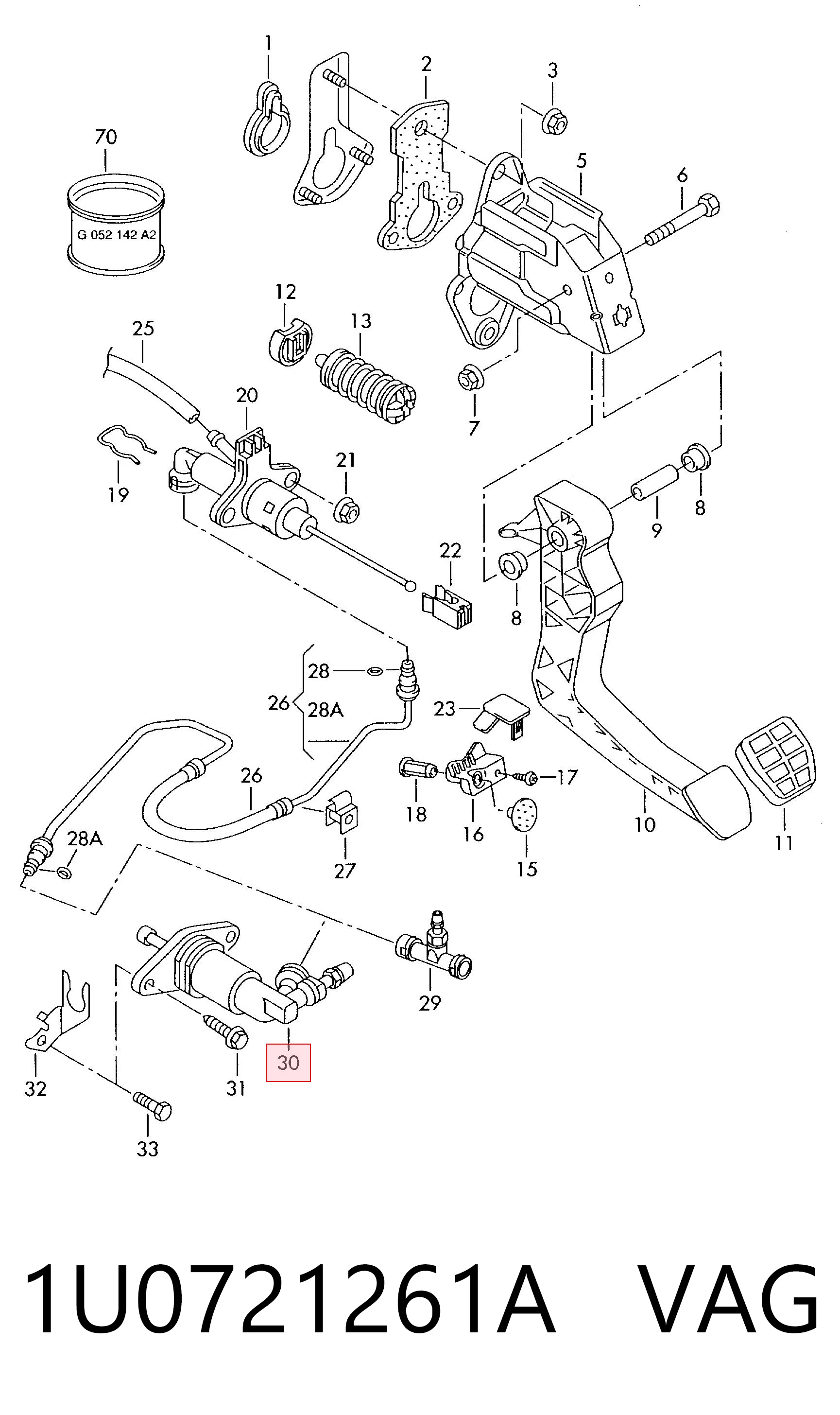 1U0721261A VAG Cilindro receptor de embrague