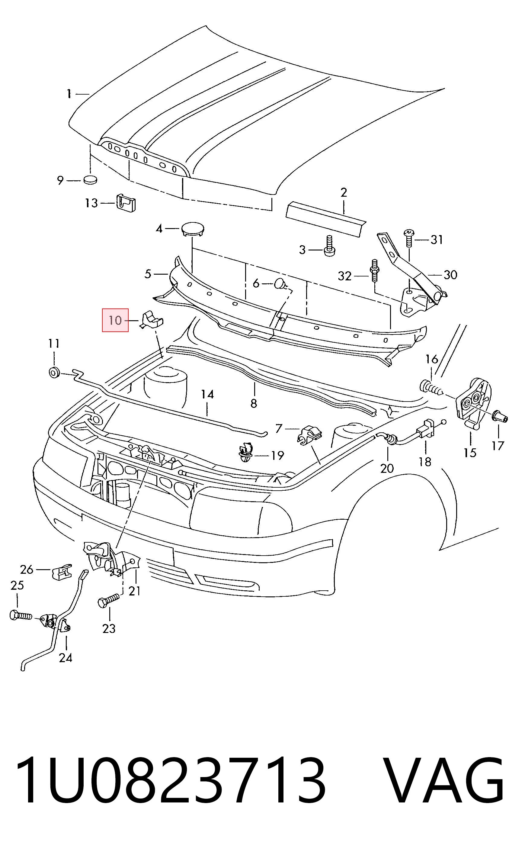 1U0823713 VAG Cubre motor