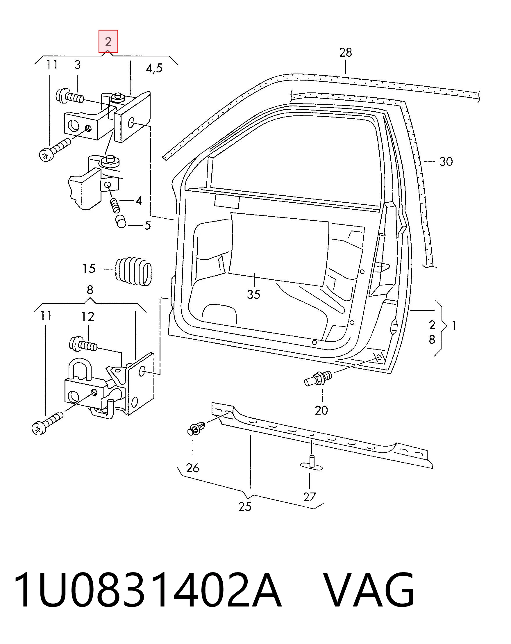 1U0831402A VAG Bisagra de la puerta delantera derecha