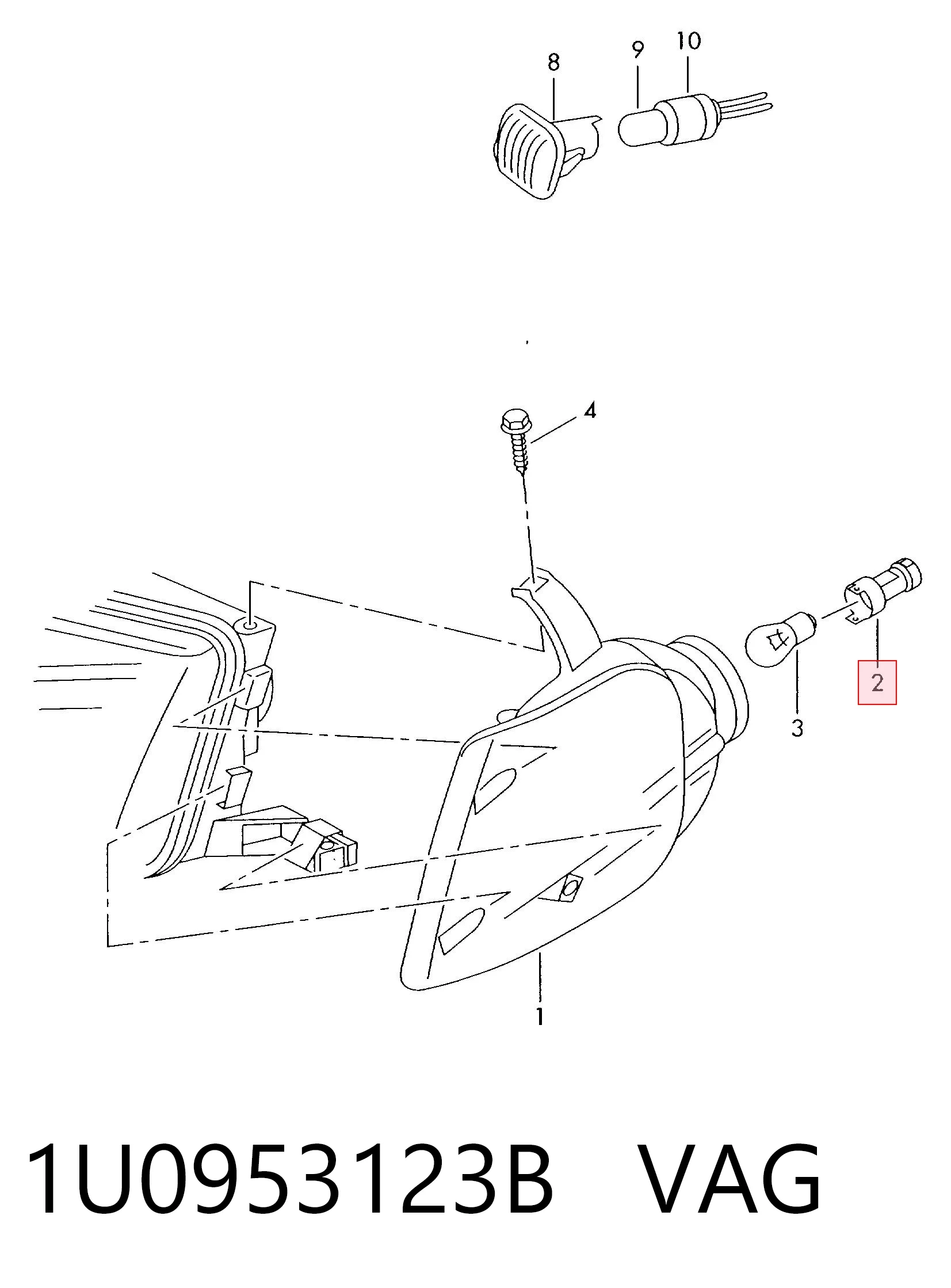 1U0953123B VAG Portalámparas de luz intermitente
