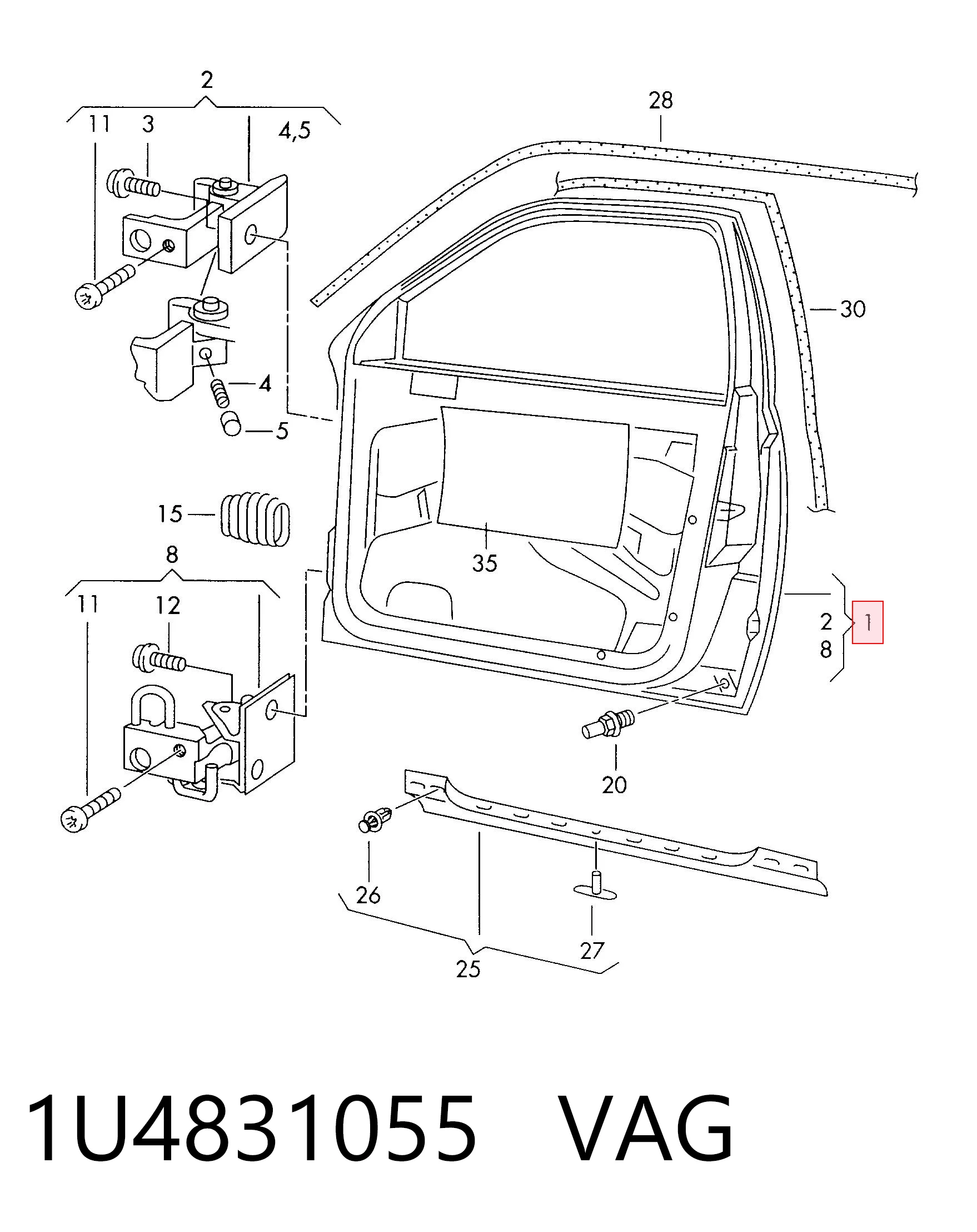 Puerta de coche, delantera, izquierda Skoda Octavia TOUR I A4 liftback (1U2) (1996 - 2011) precio, desde 137,94 EUR