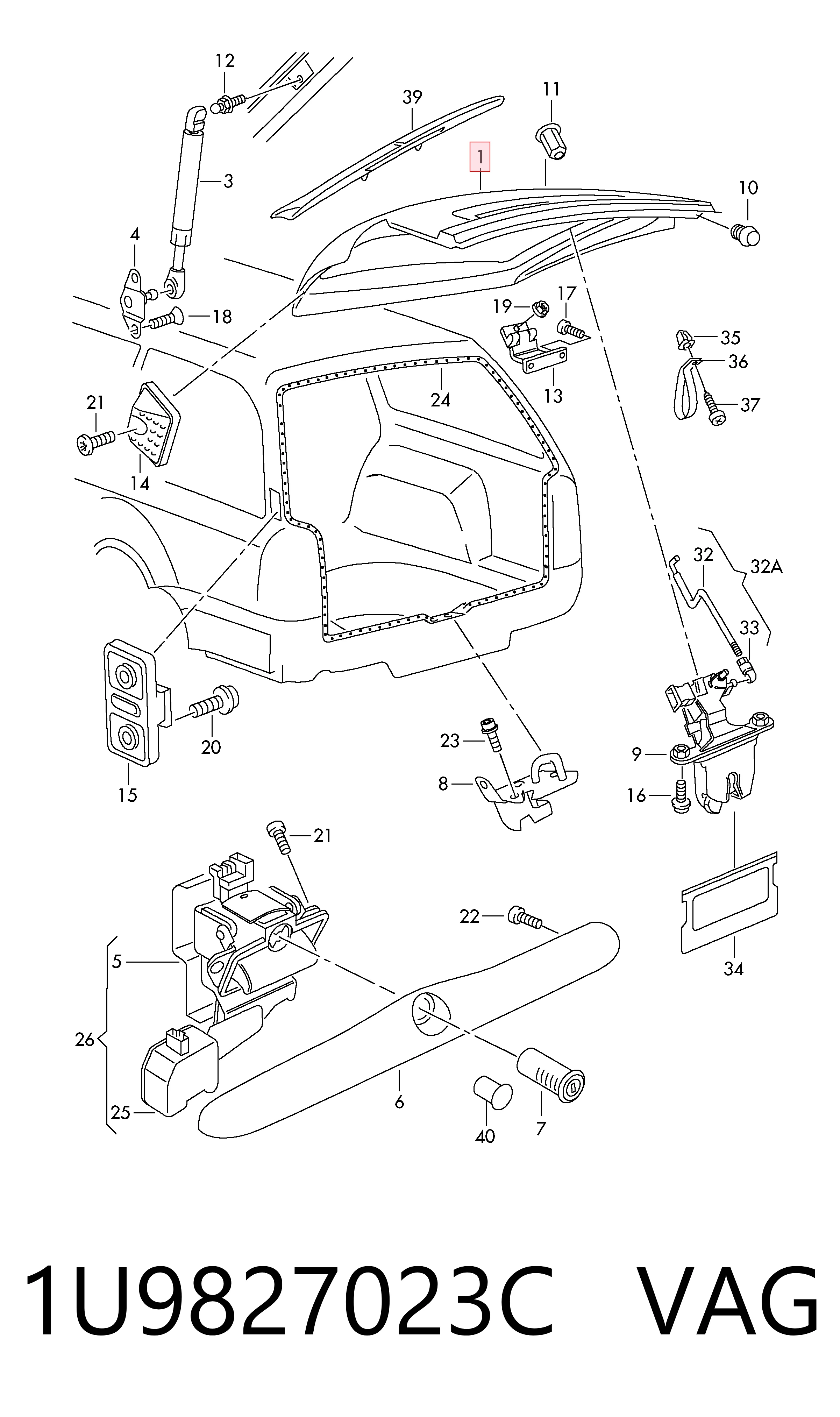 Porton trasero para Skoda Octavia I A4 1U5