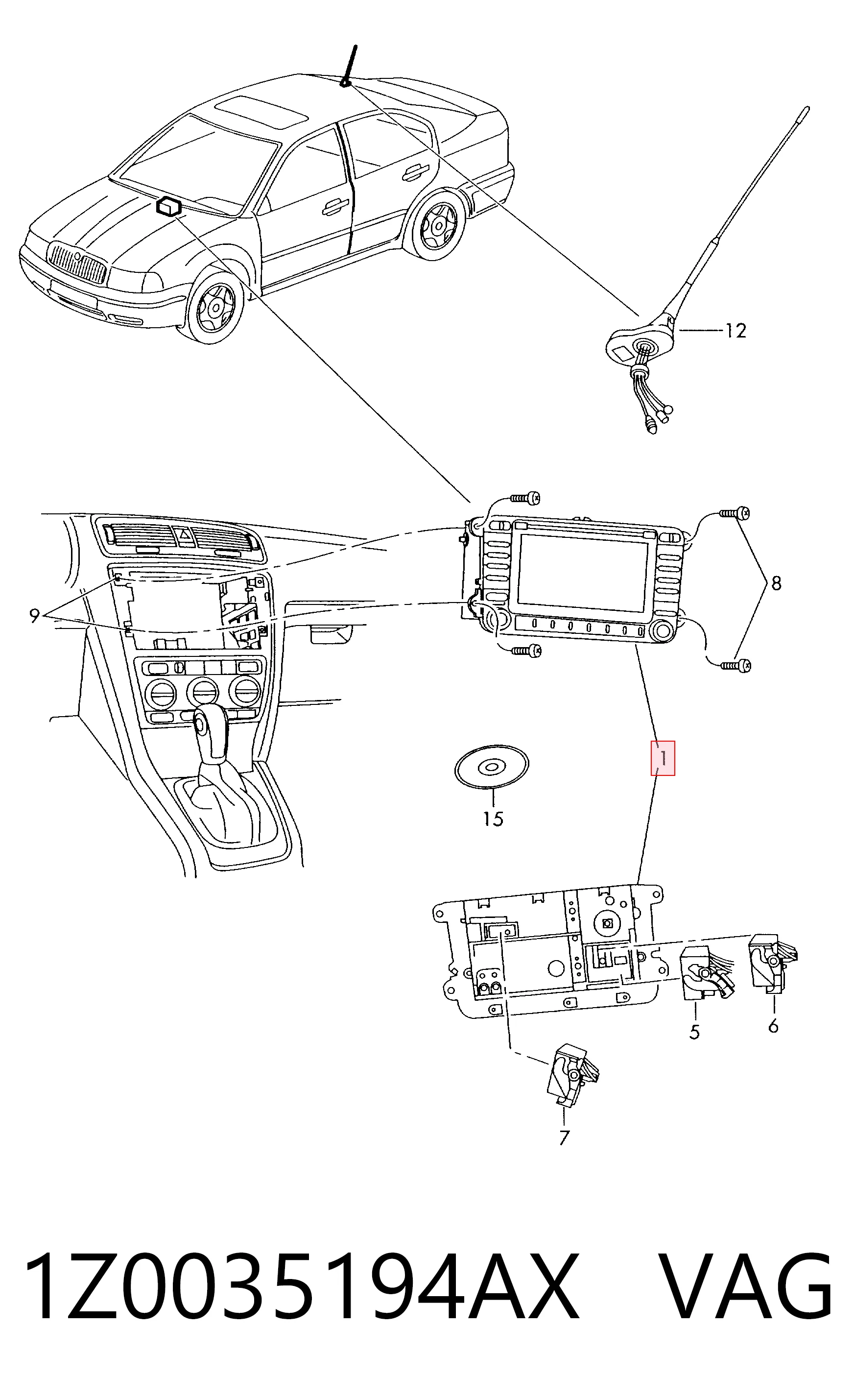 Comprar Pantalla multifunción Skoda Octavia II 1Z3 a bajo precio