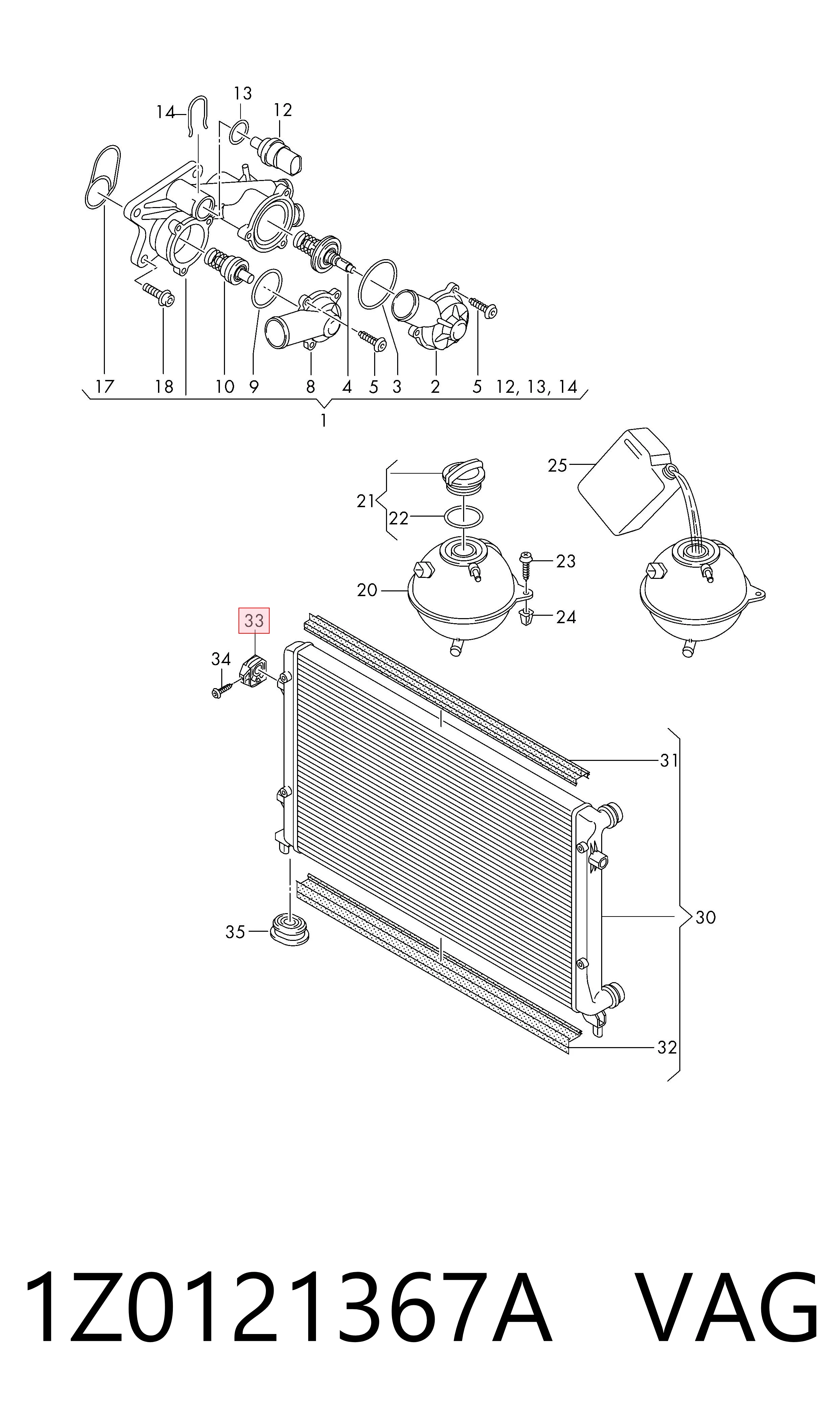 1Z0121367A VAG Soporte superior de radiador