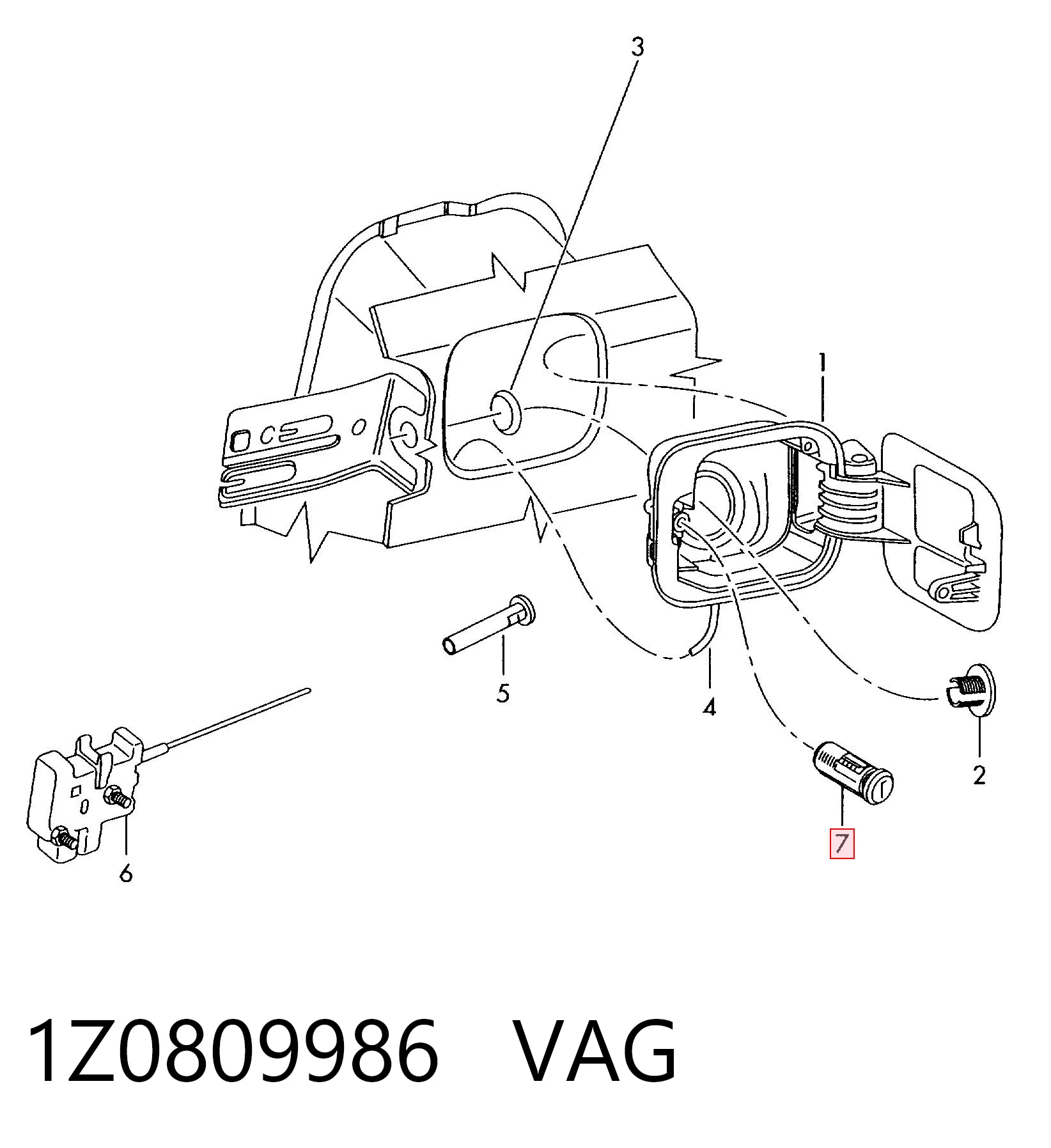 1Z0809986 VAG Cerradura de la tapa del depósito de combustible