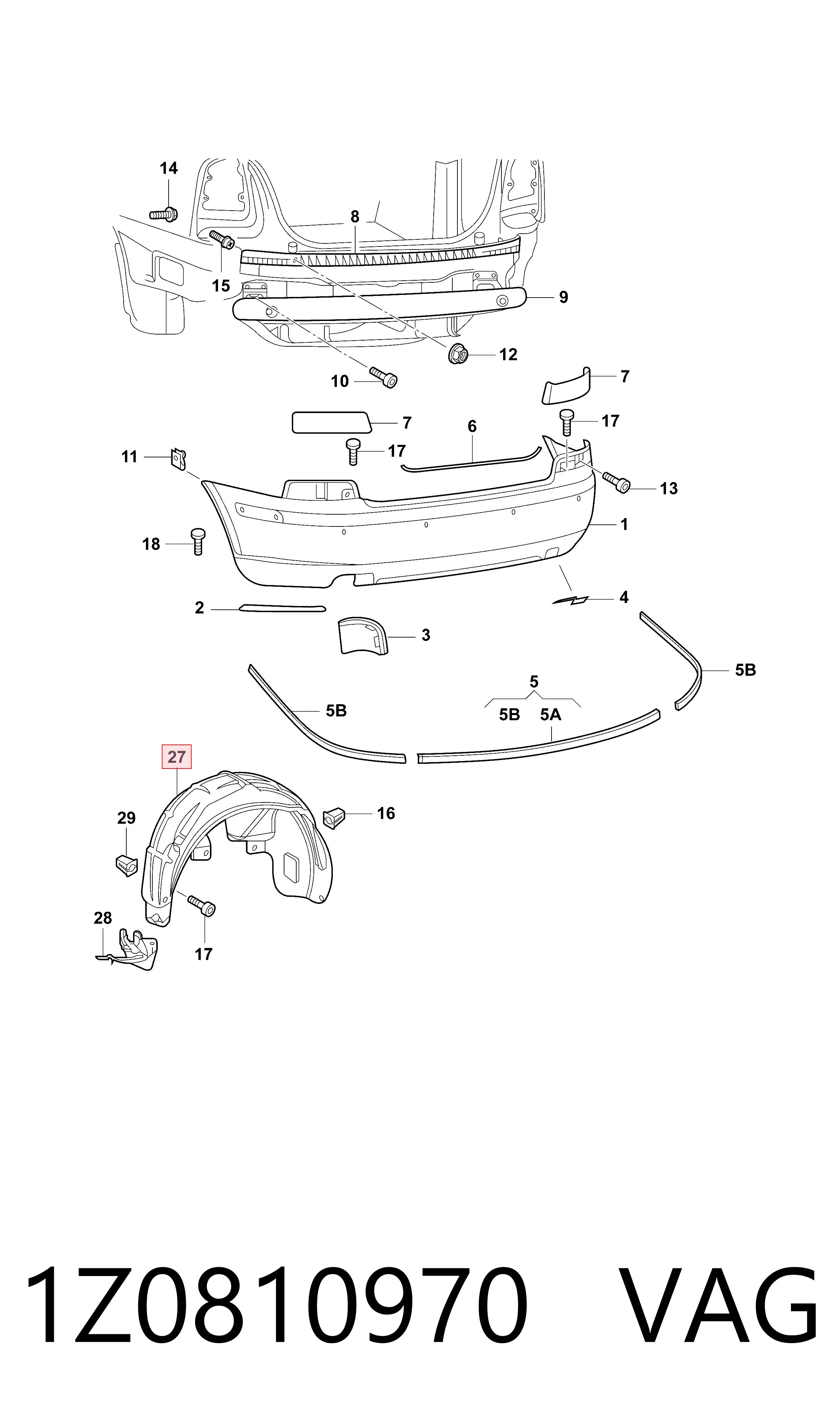 1Z0810970 VAG Guardabarros interior, aleta trasera, derecho