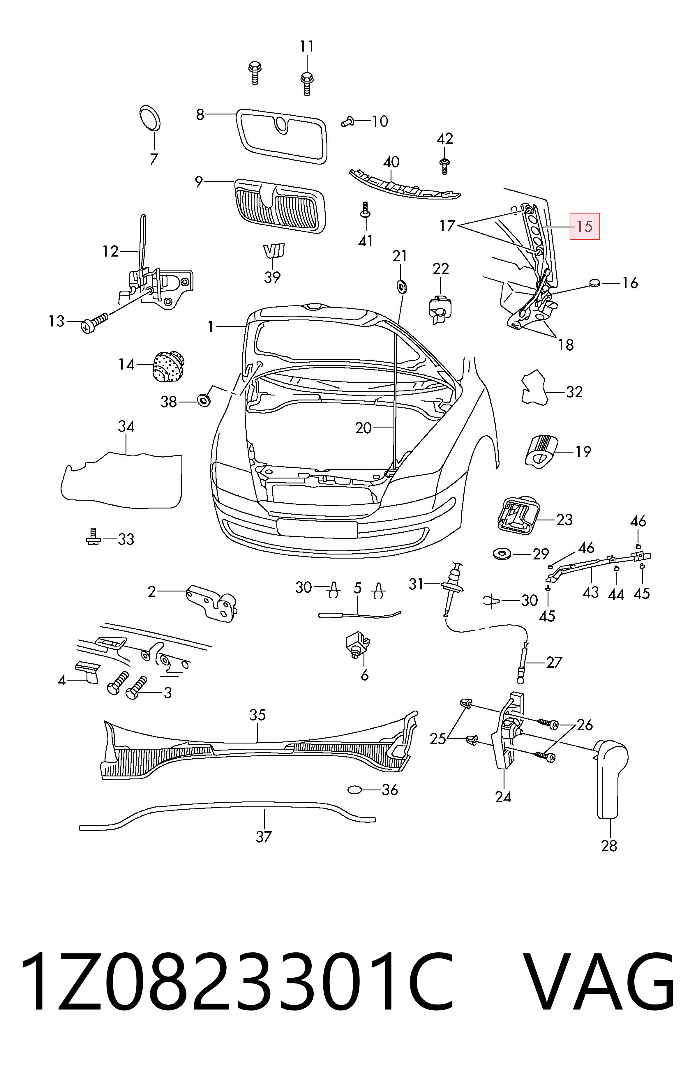1Z0823301C VAG Bisagra de capot izquierda
