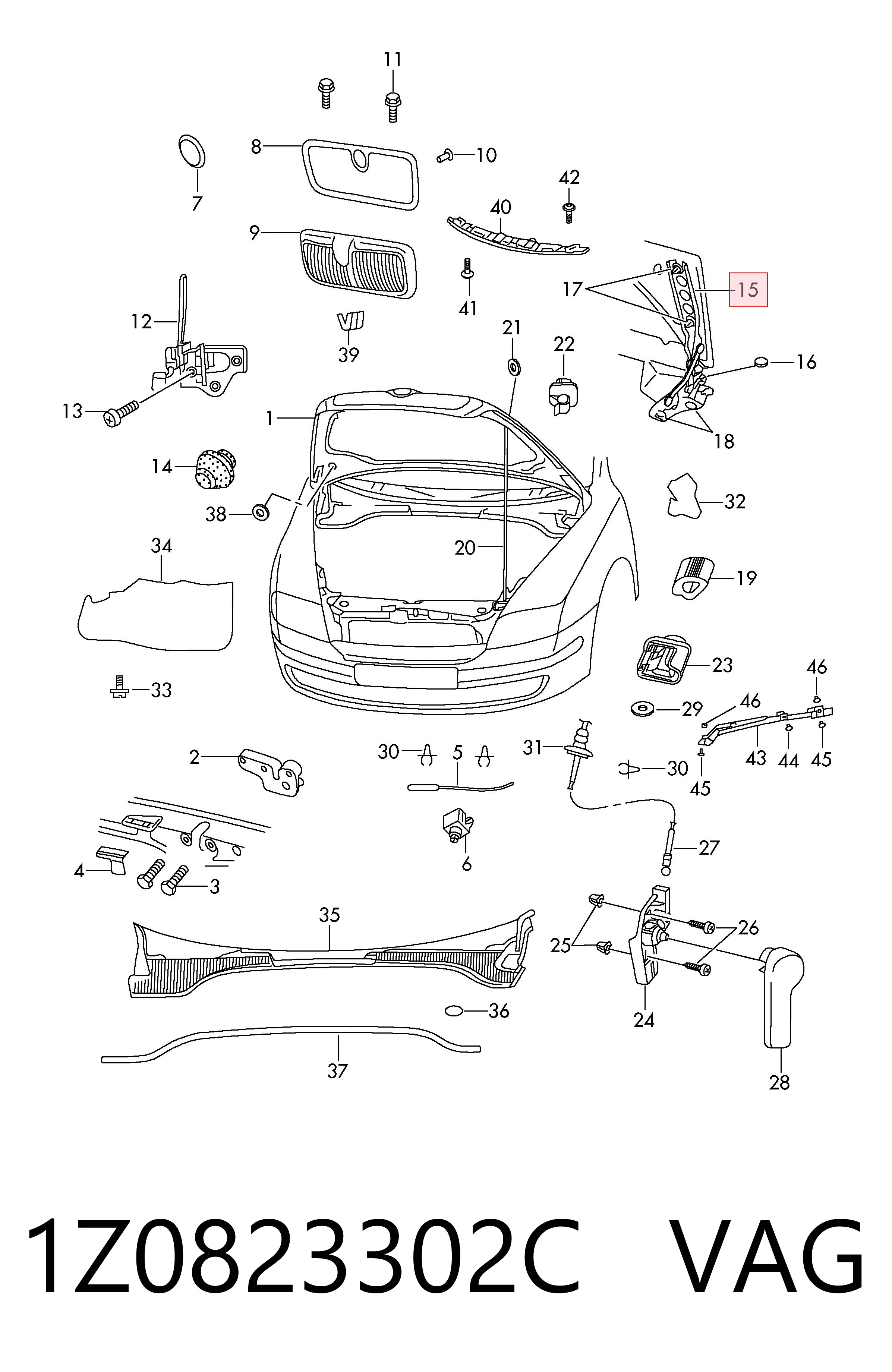 1Z0823302C VAG Bisagra de capot derecha