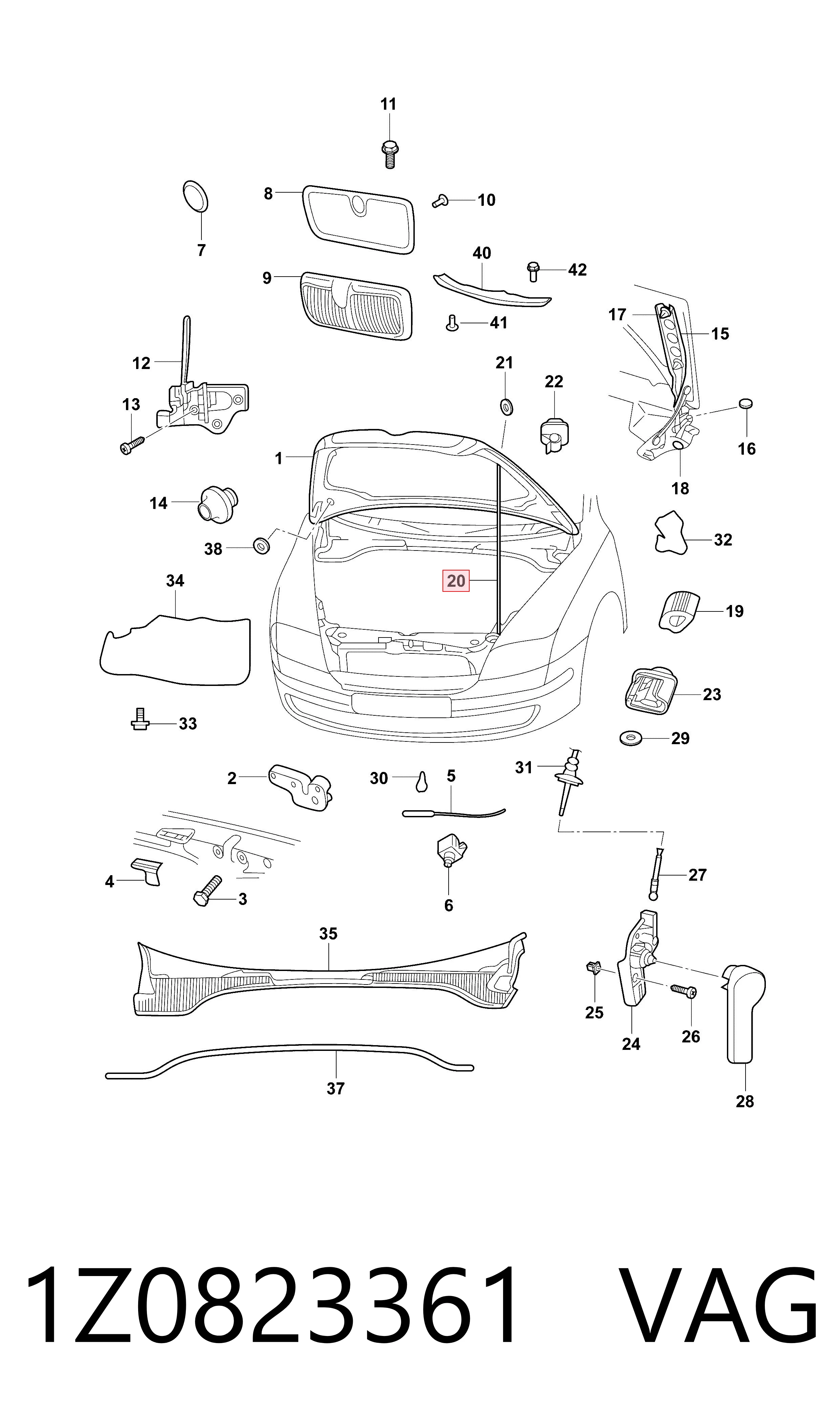 1Z0823361 VAG Soporte de capó