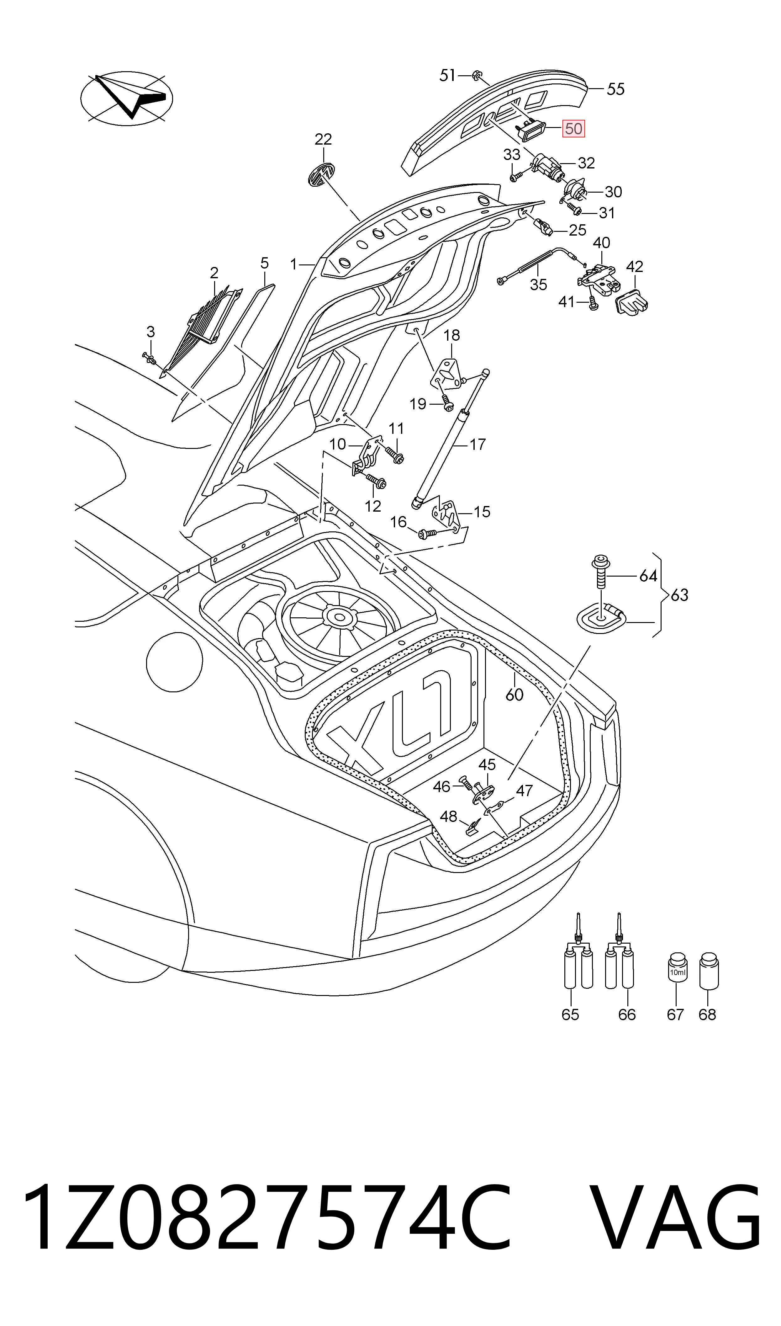 1Z0827574C VAG Manilla de puerta de maletero exterior