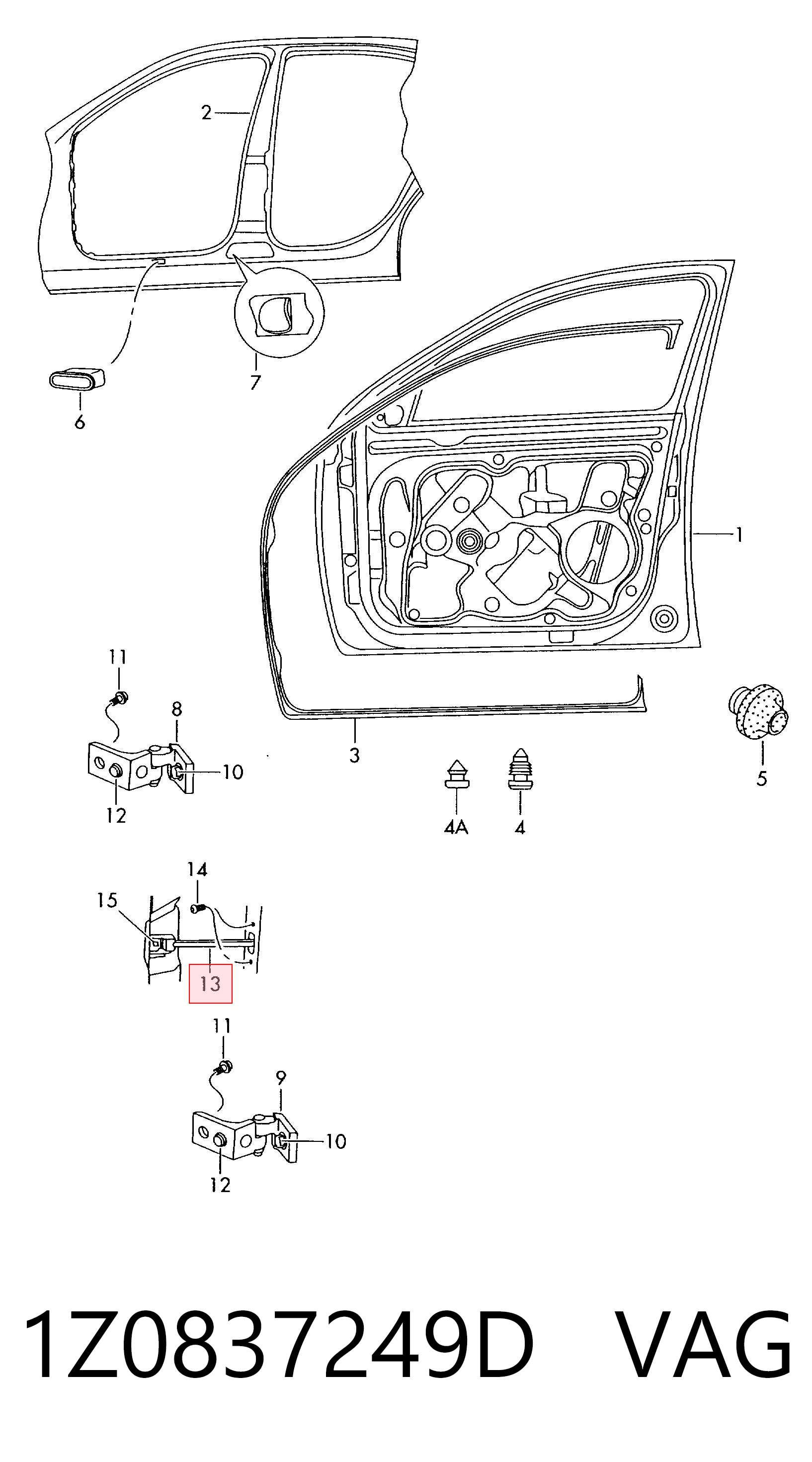 1Z0837249D VAG Limitador de apertura de puerta delantera