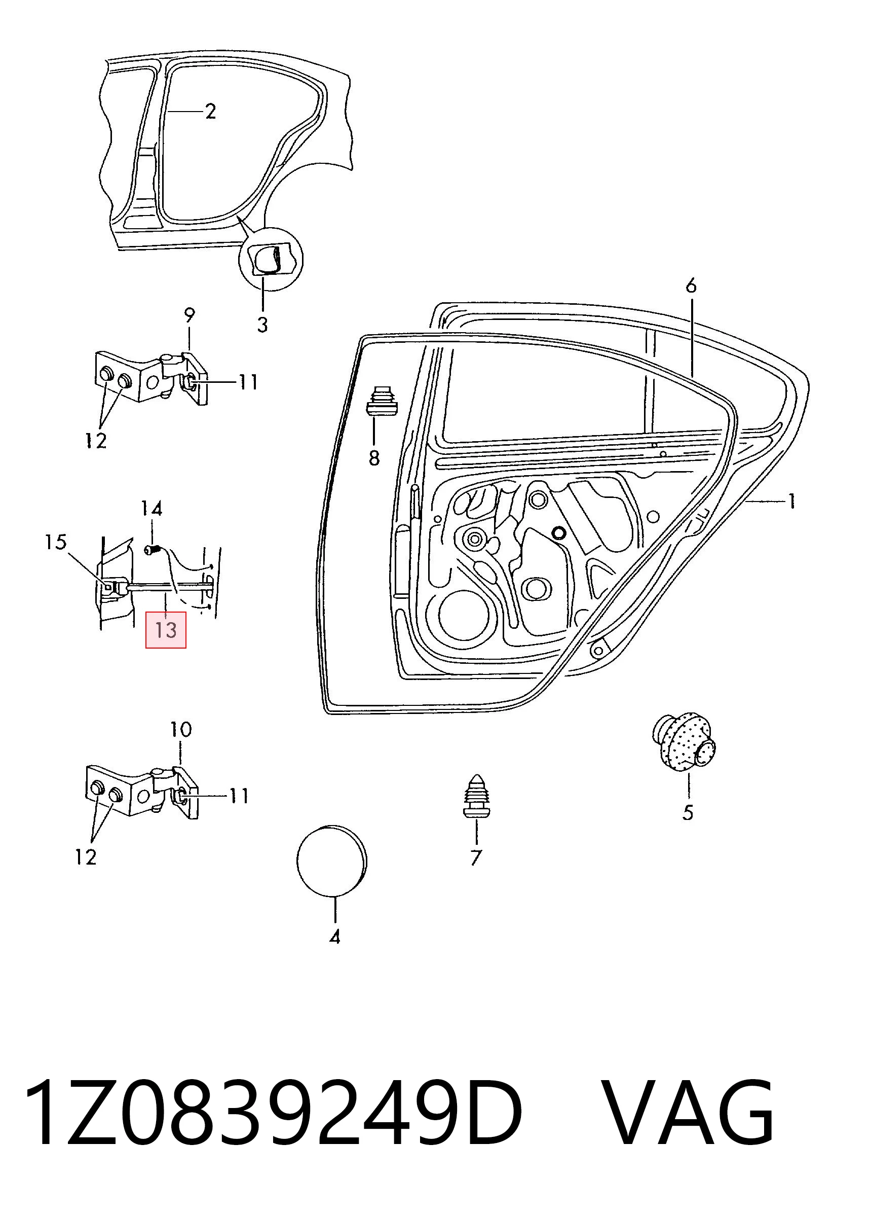 1Z0839249D VAG Limitador de apertura de puerta trasera