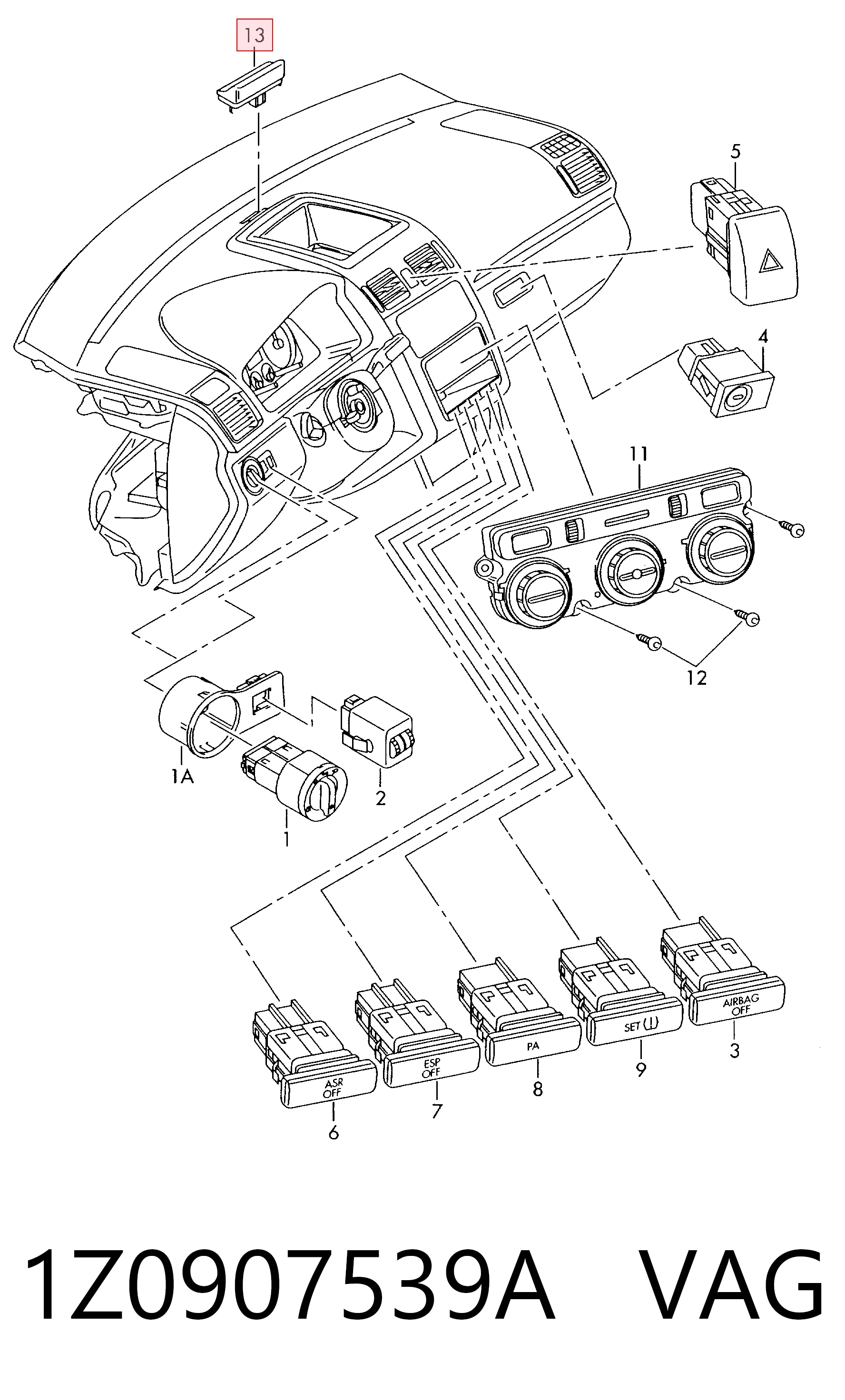Sensor de luz 1Z0907539A VAG