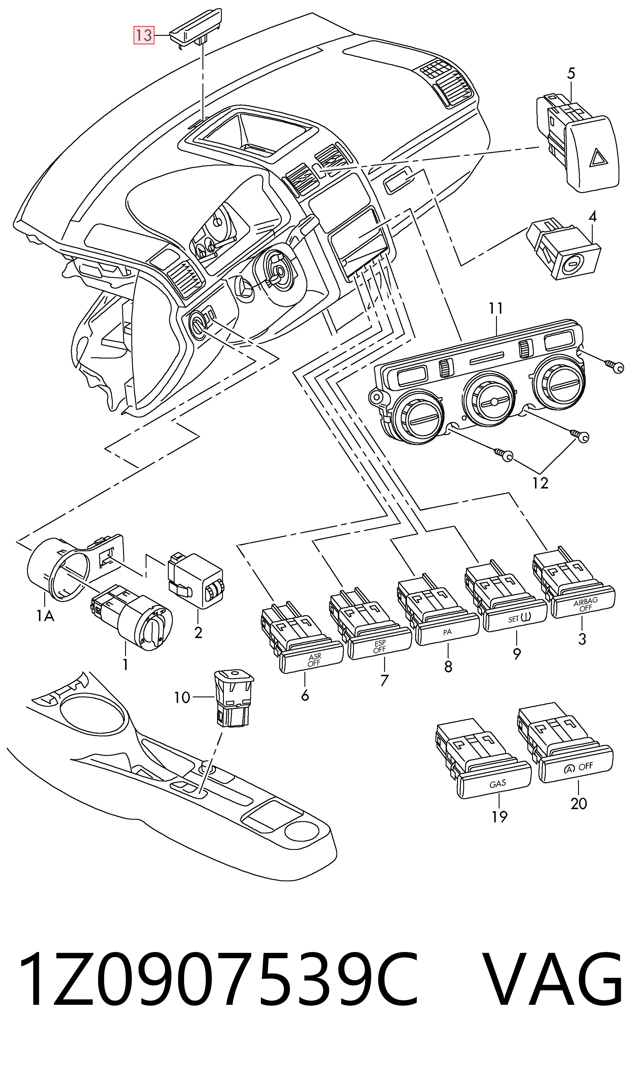 1Z0907539C VAG Sensor de luz