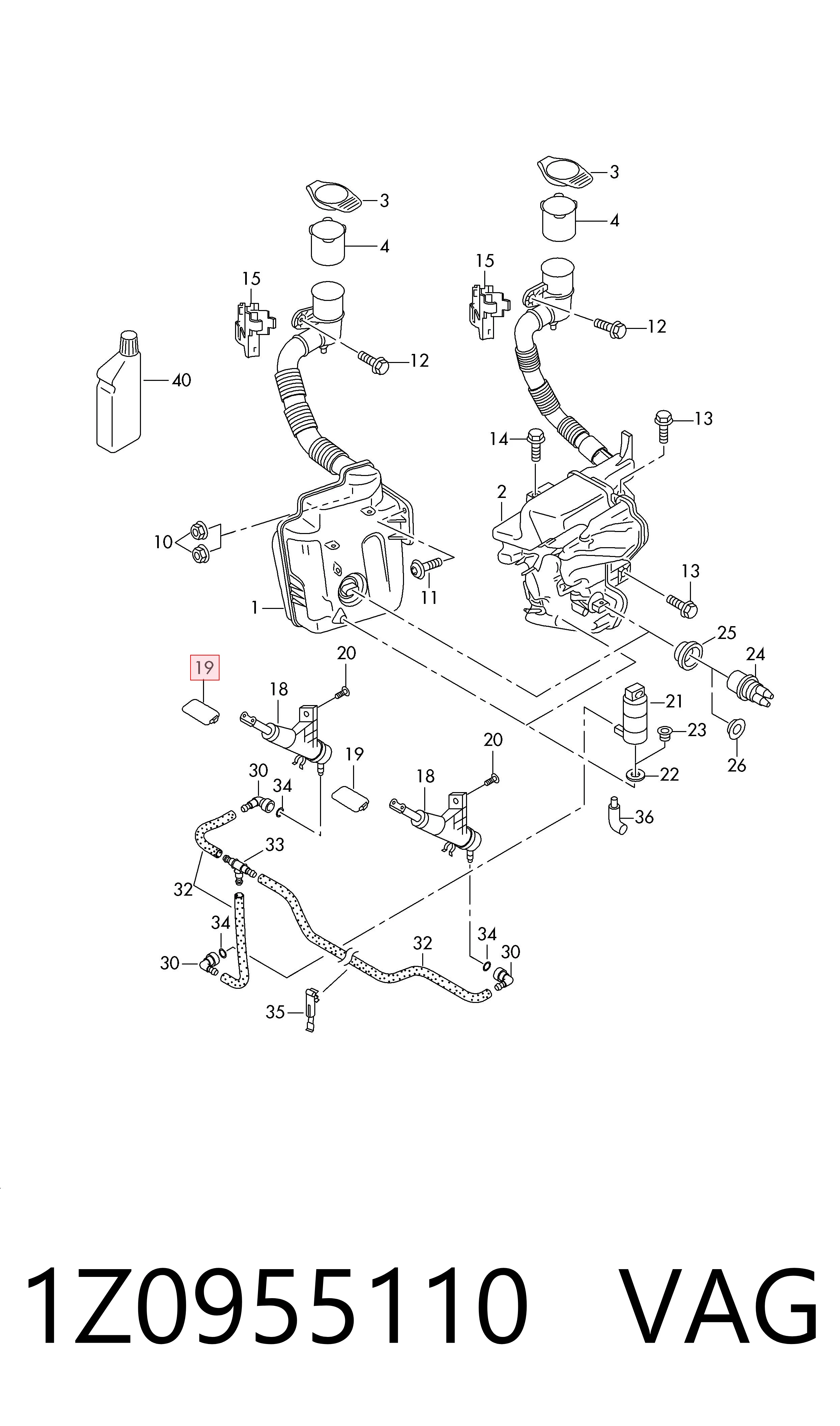 1Z0955110 VAG Tapa de boquilla lavafaros delantero
