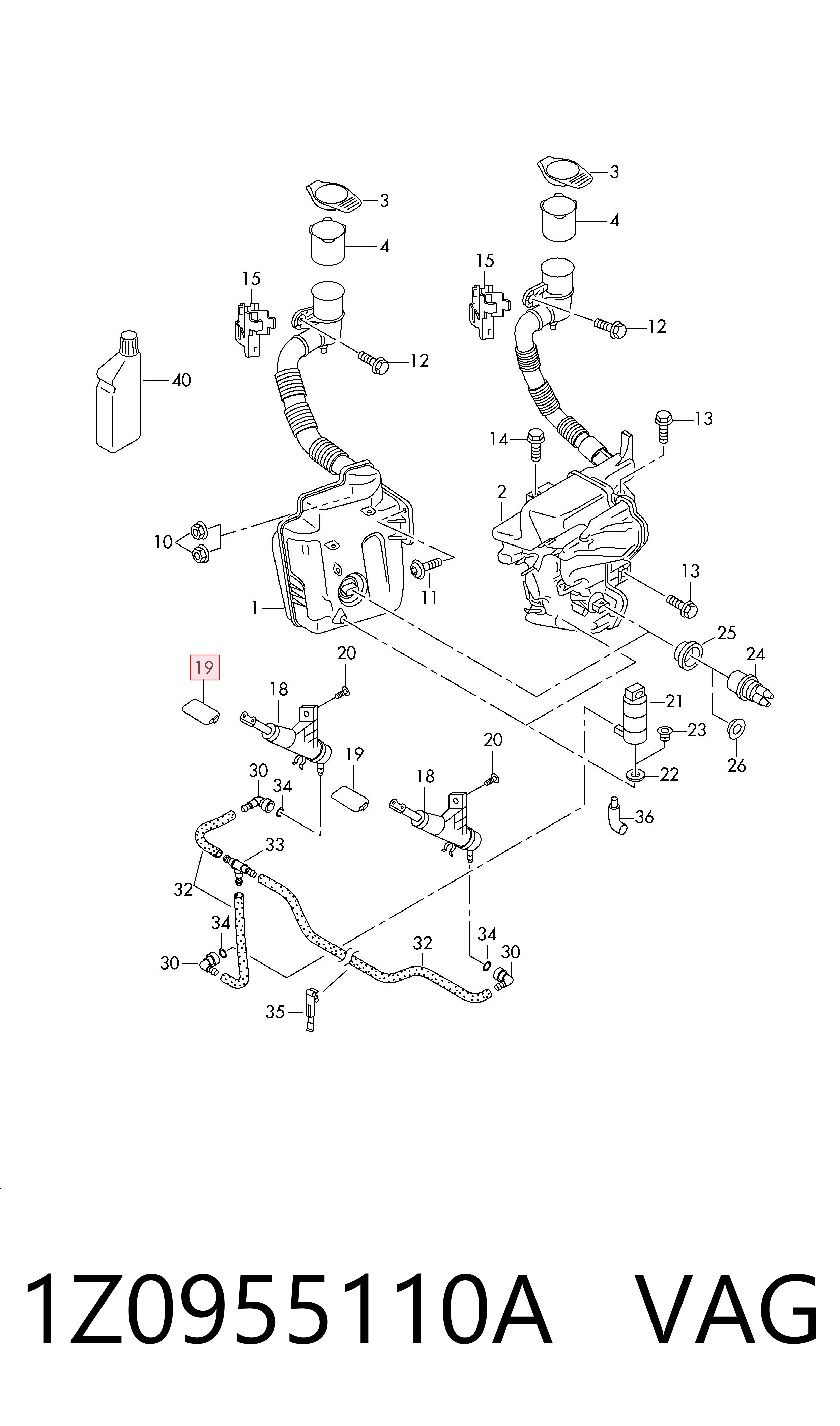 1Z0955110A VAG Tapa de boquilla lavafaros delantero