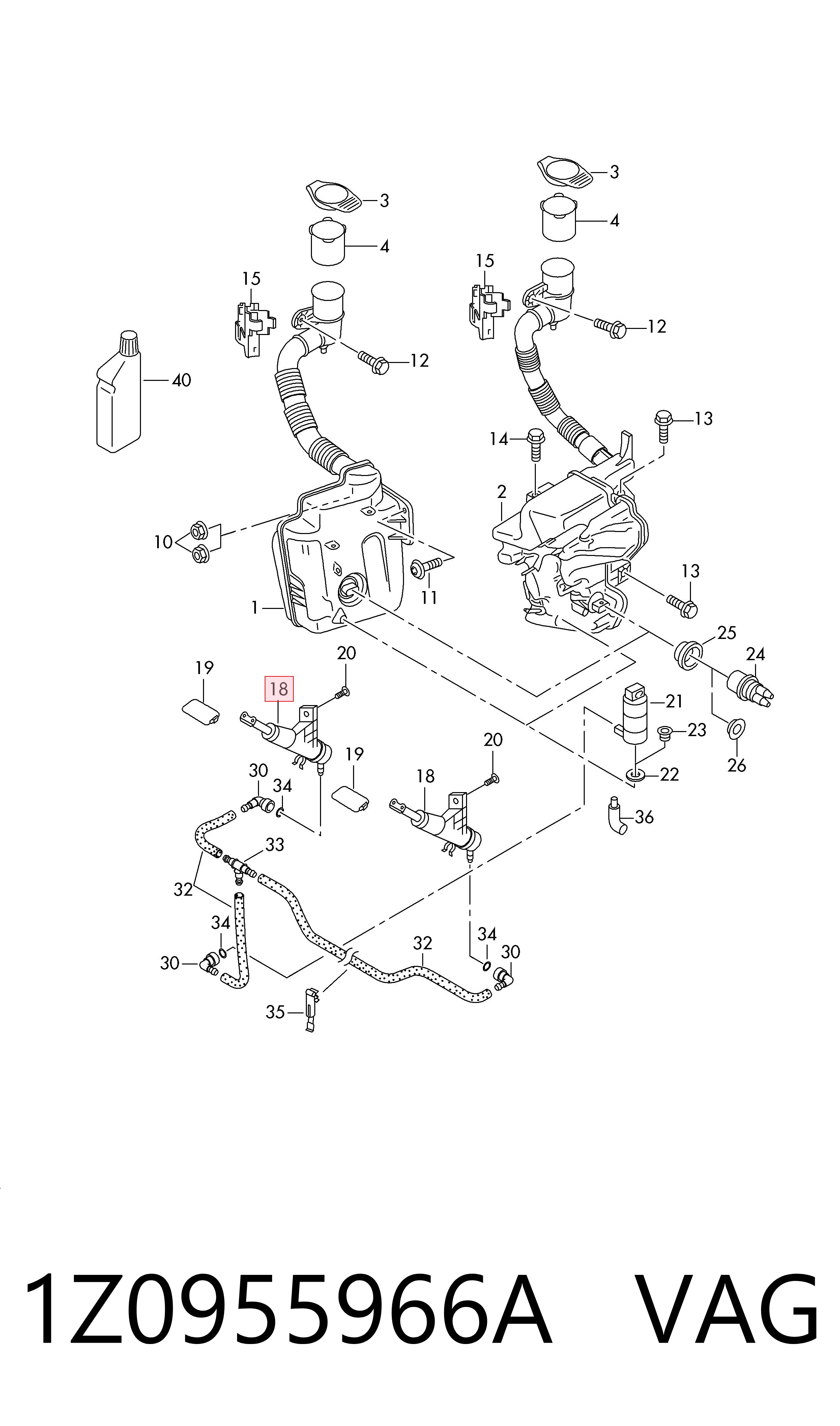 1Z0955966A VAG Soporte de inyector del lavafaros (cilindro elevador)