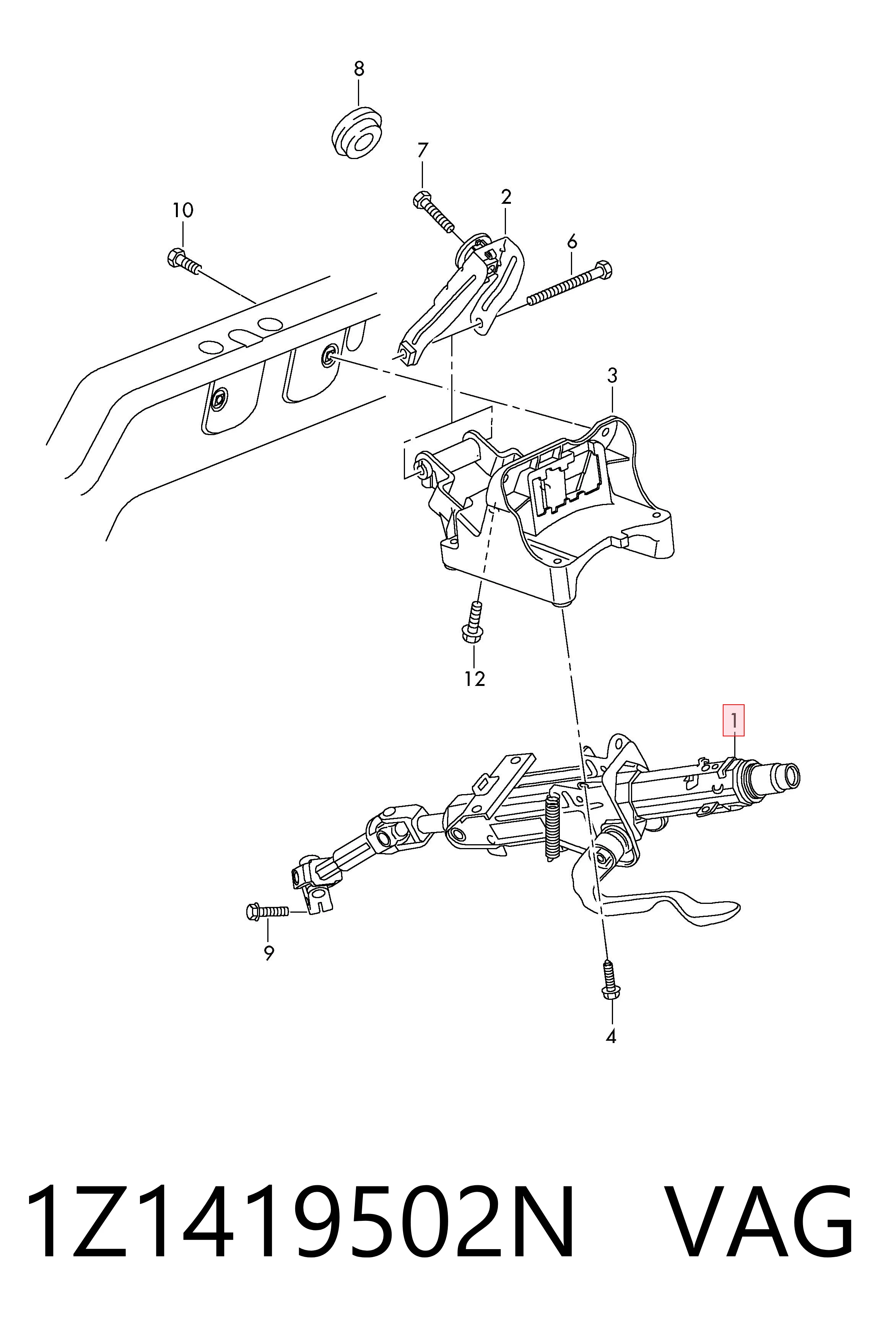 Columna de volante para Skoda Octavia II A5 1Z3
