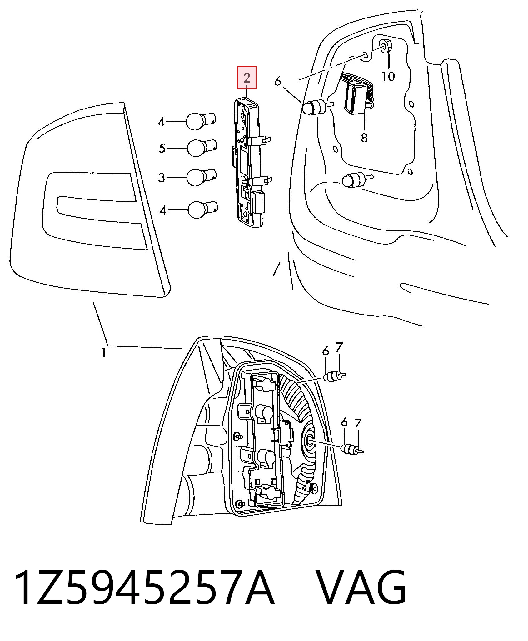 1Z5945257A VAG Placa de contacto de luz trasera