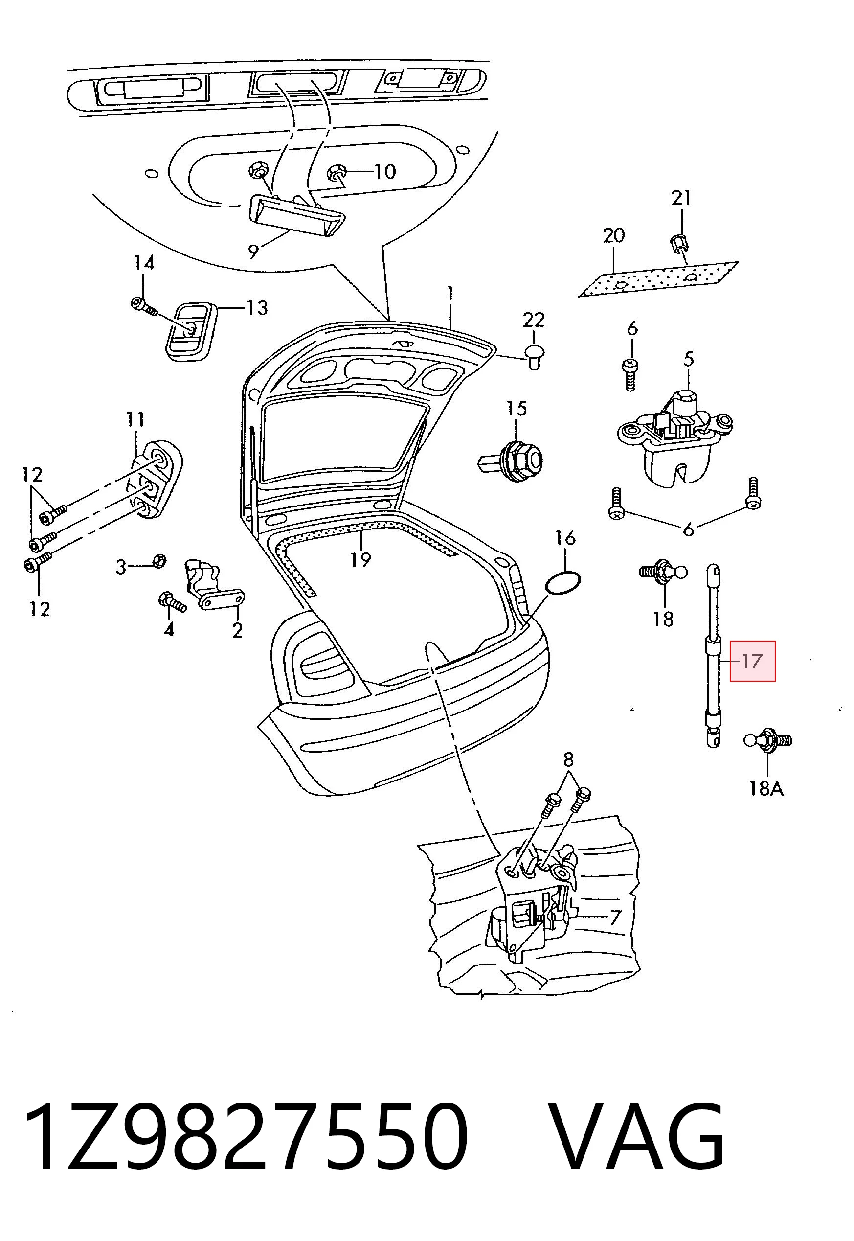 1Z9827550 VAG Amortiguador de porton
