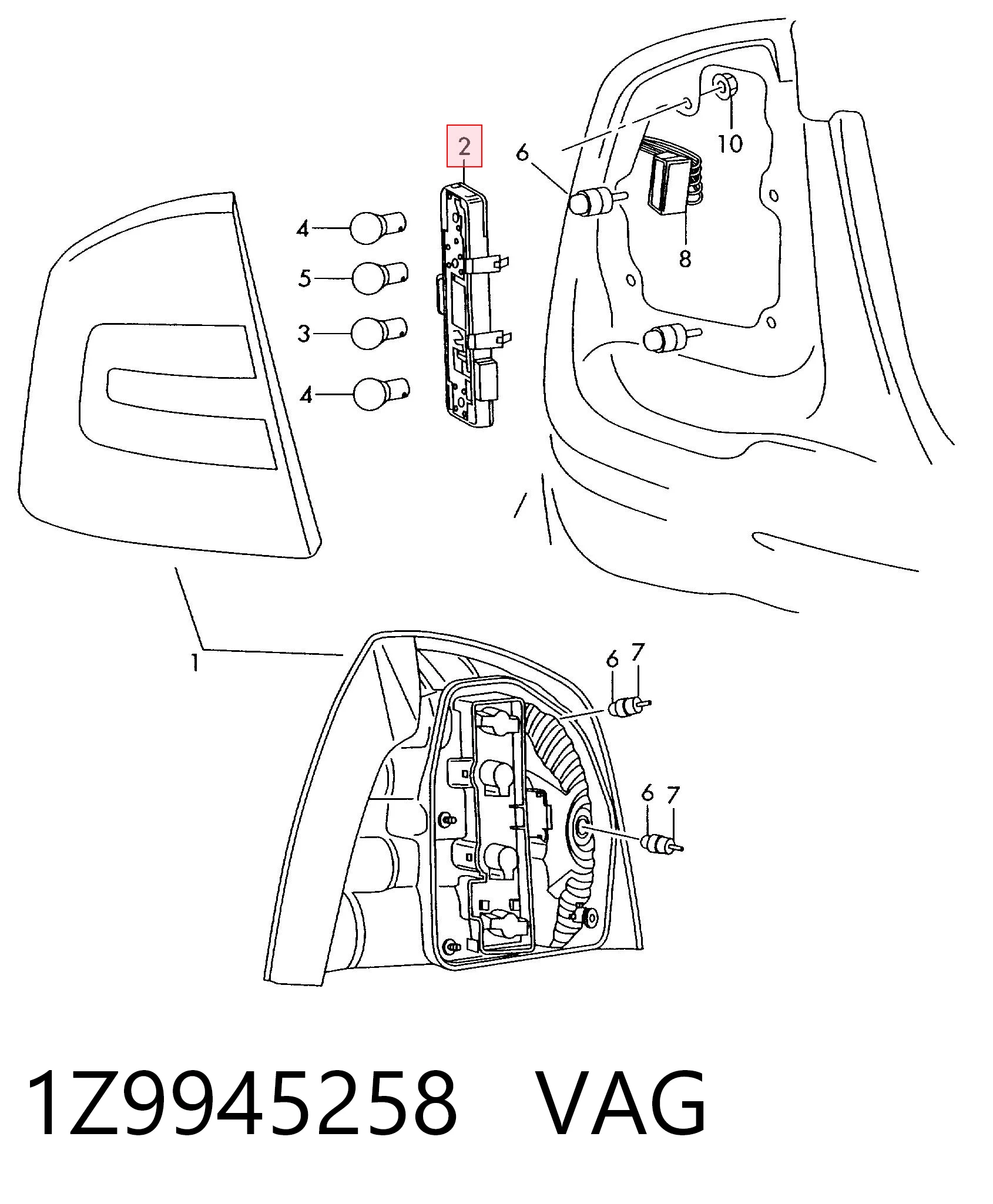 1Z9945258 VAG Placa de contacto de luz trasera