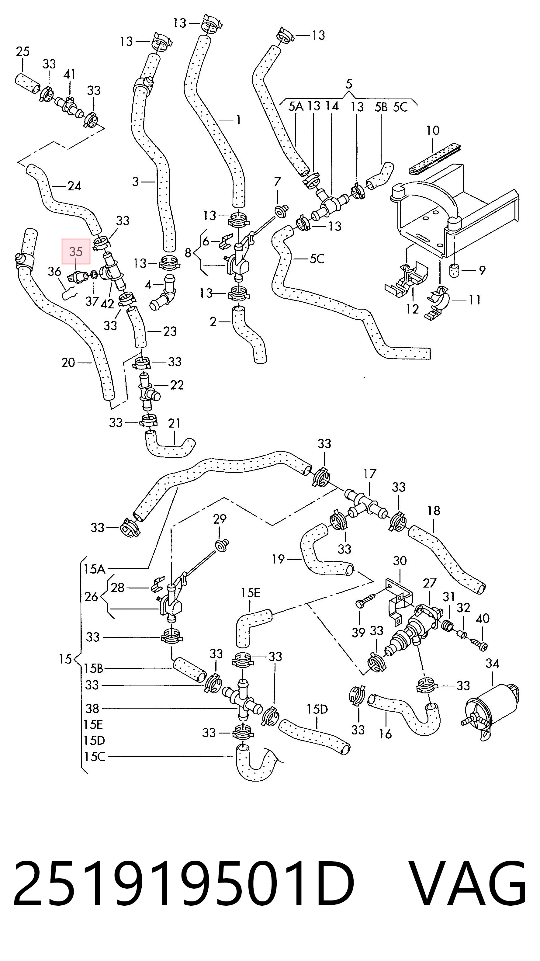 251919501D VAG Sensor temperatura refrigerante
