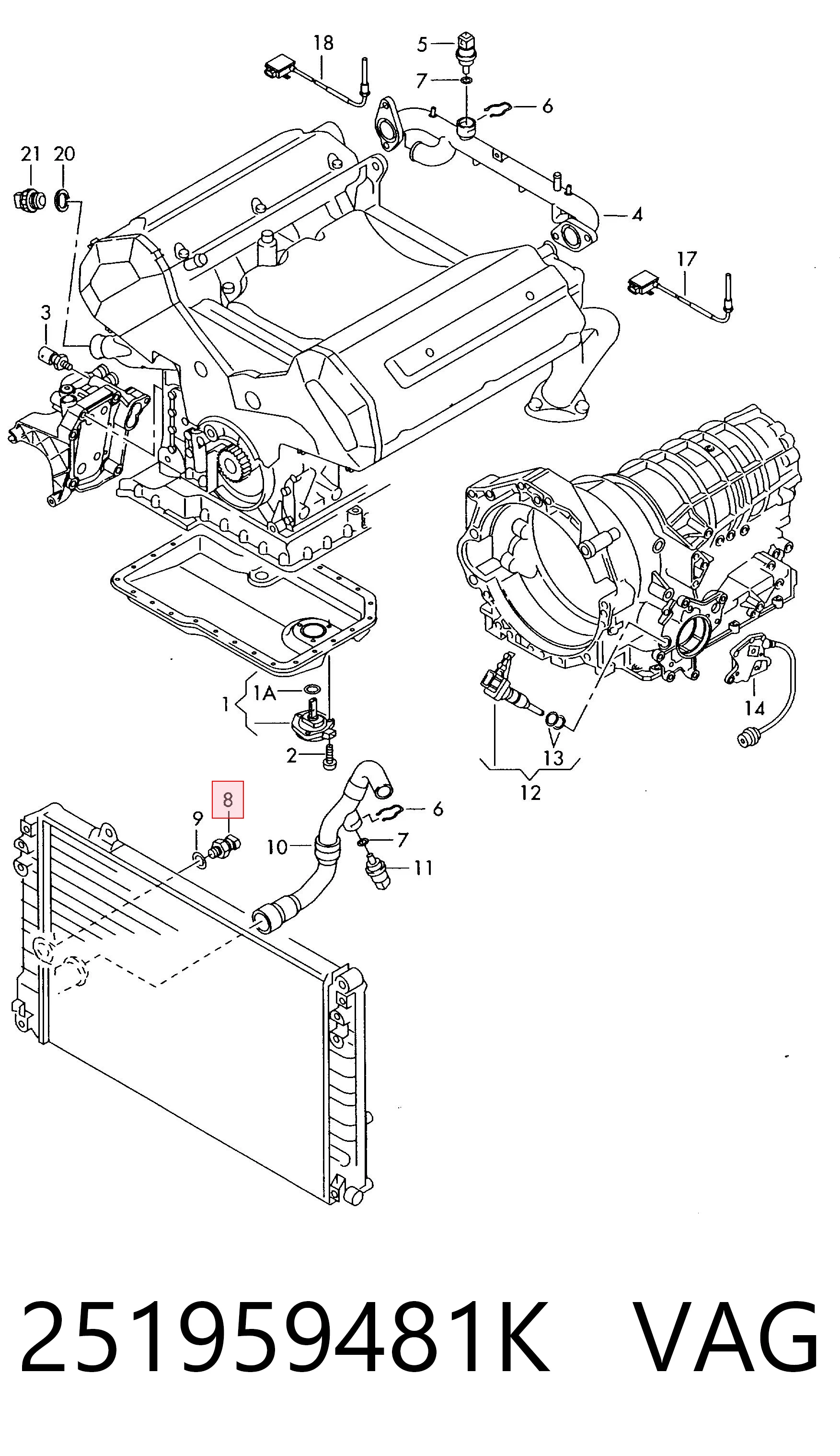 Sensor de temperatura 251959481K VAG