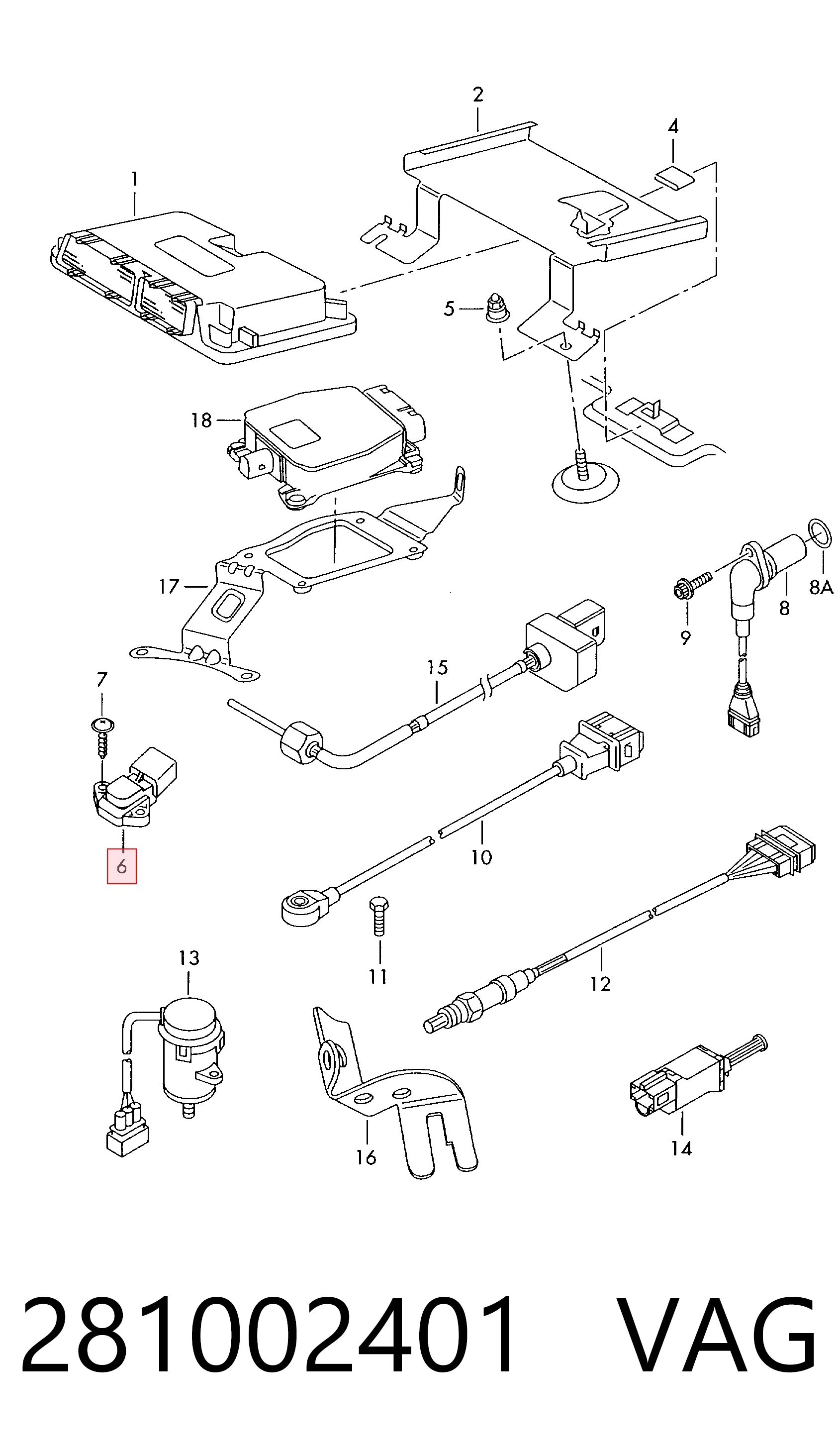 281002401 VAG Sensor de presión de sobrealimentación