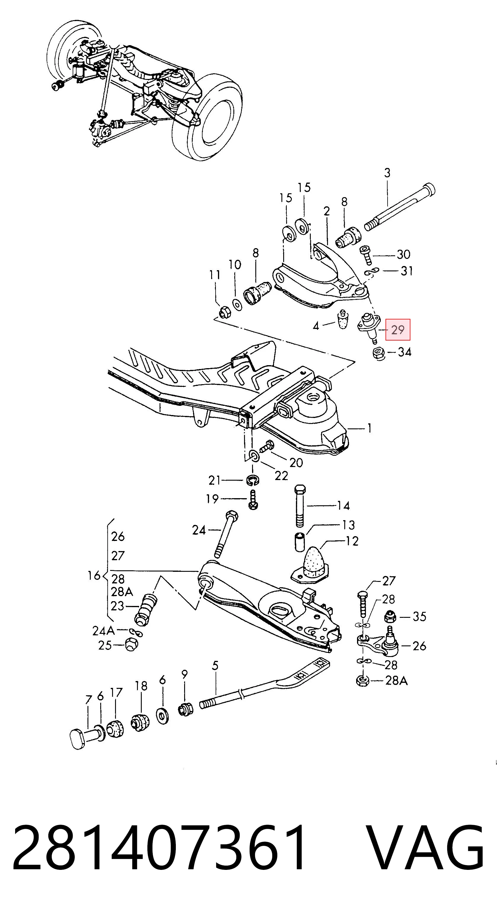Comprar Rótula de suspensión superior Volkswagen LT I 281-363, 21A, 21B, 21D, 21E a bajo precio