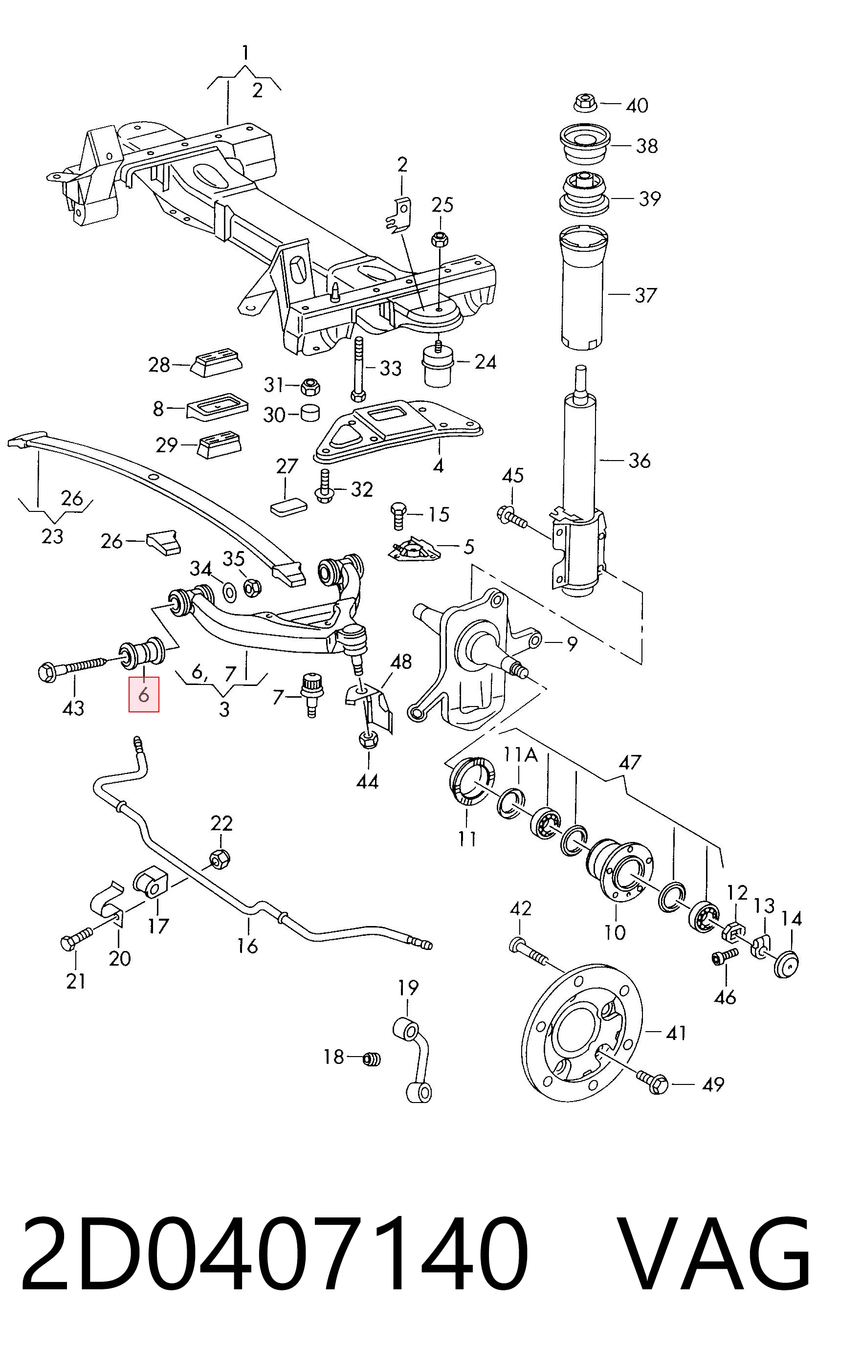Silentblock del brazo de suspensión para Volkswagen LT 2DB, 2DE, 2DK