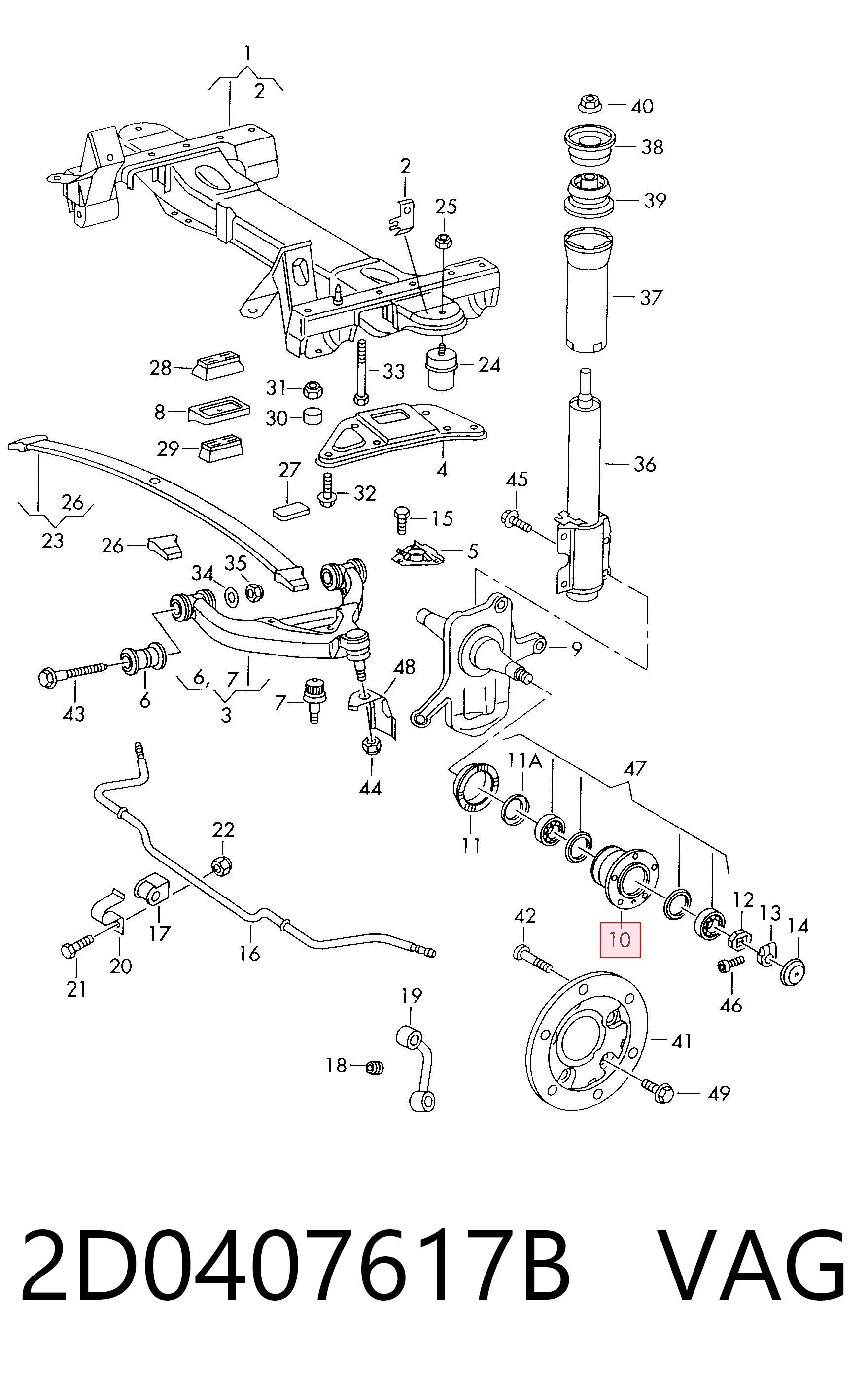 Buje de rueda delantero para Volkswagen LT 2DB, 2DE, 2DK