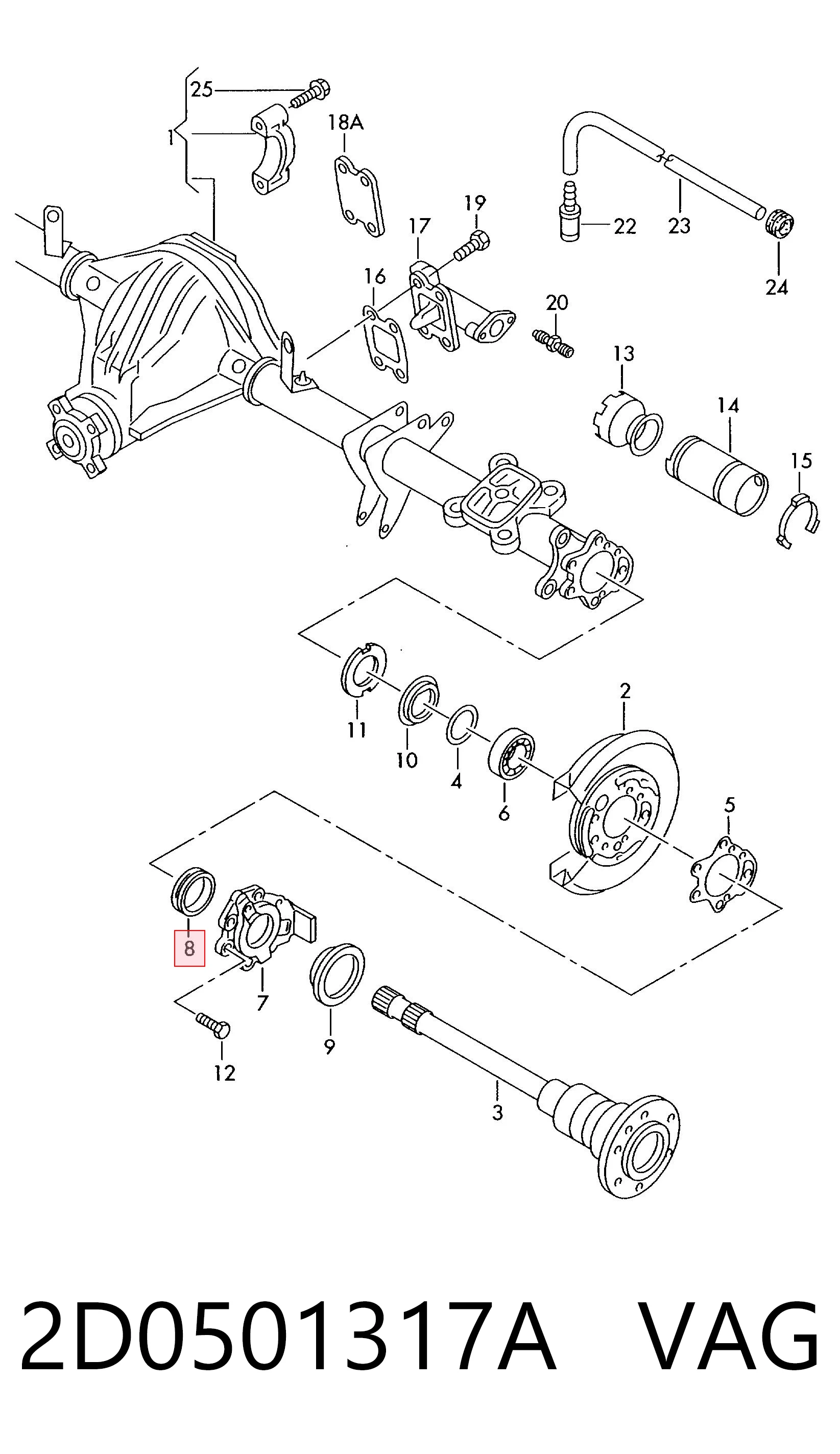 2D0501317A VAG Retén de cubo trasero