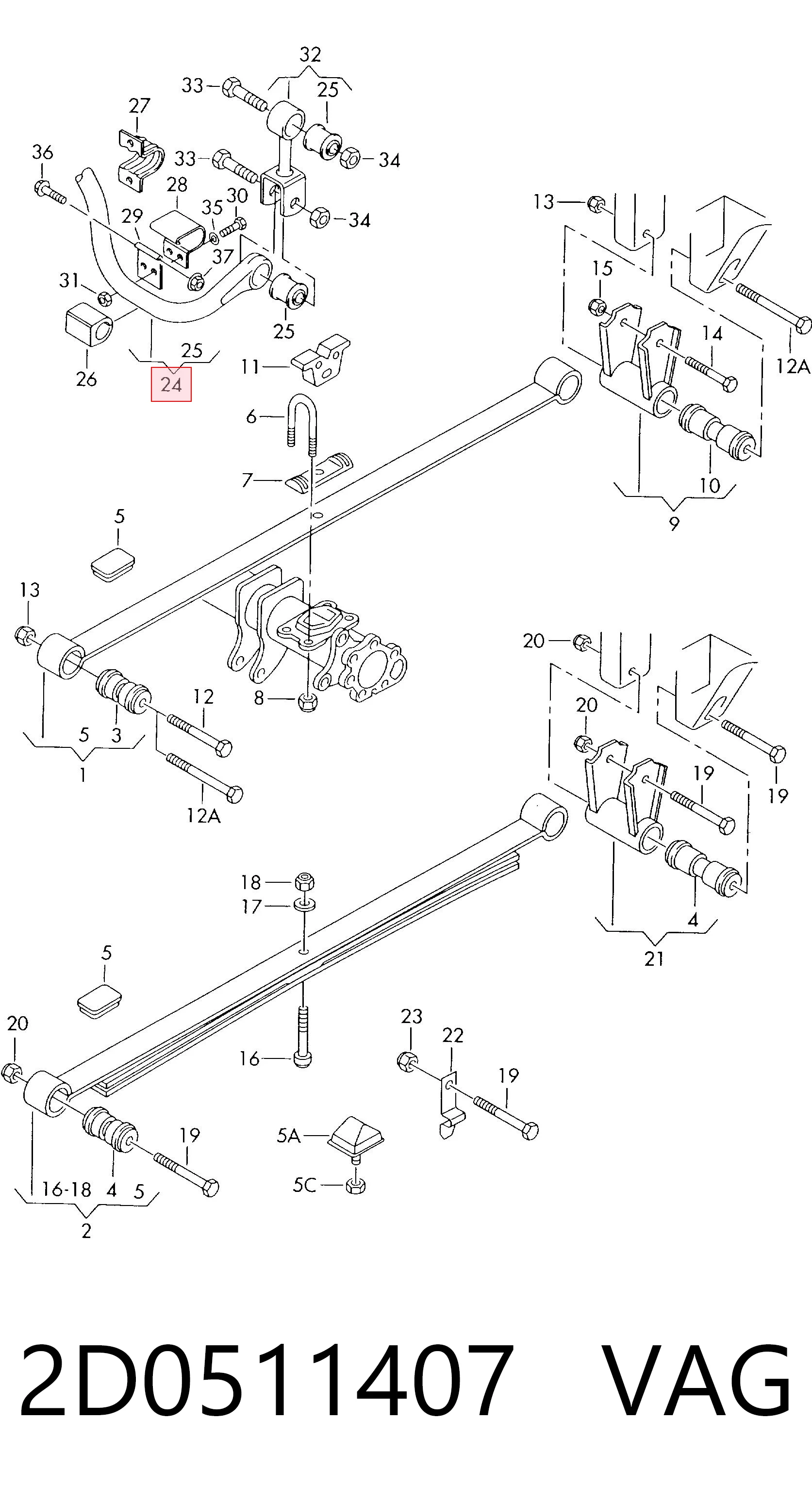 Comprar Estabilizador trasero Volkswagen LT II 2DB, 2DE, 2DK a bajo precio