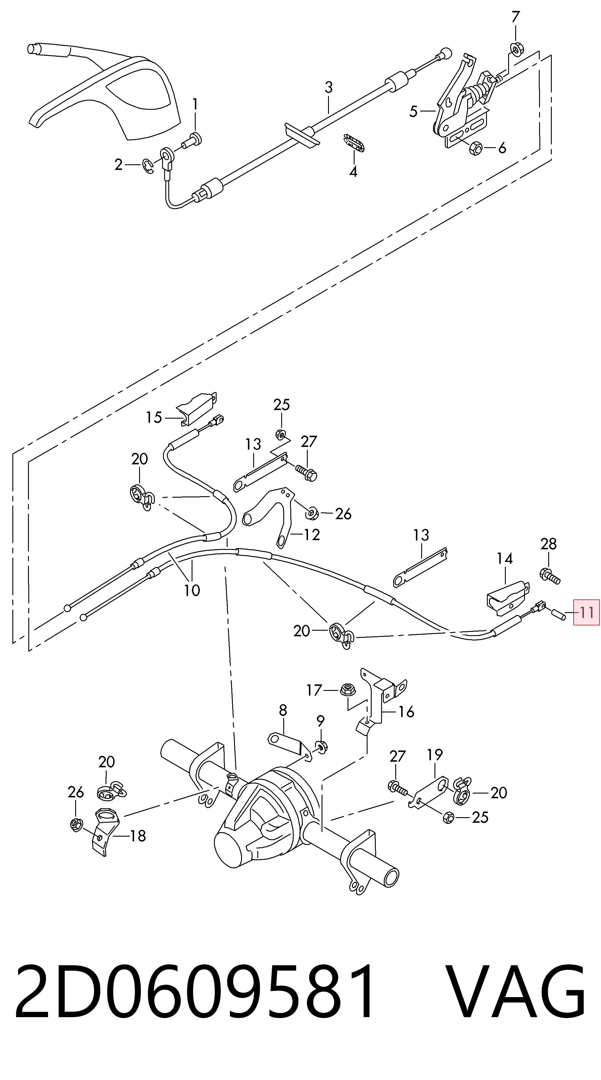 Juego de reparación del freno de estacionamiento VAG 2D0609581 precio, desde 3,96 EUR