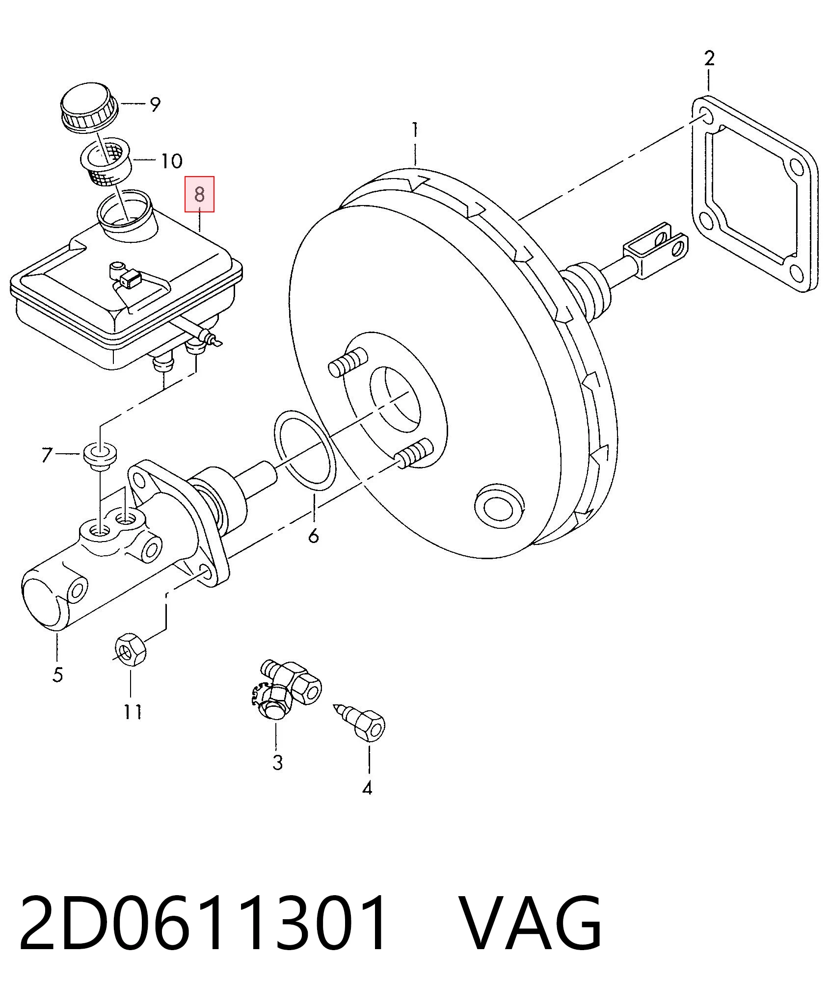 Depósito de líquido de frenos para Volkswagen LT 2DB, 2DE, 2DK