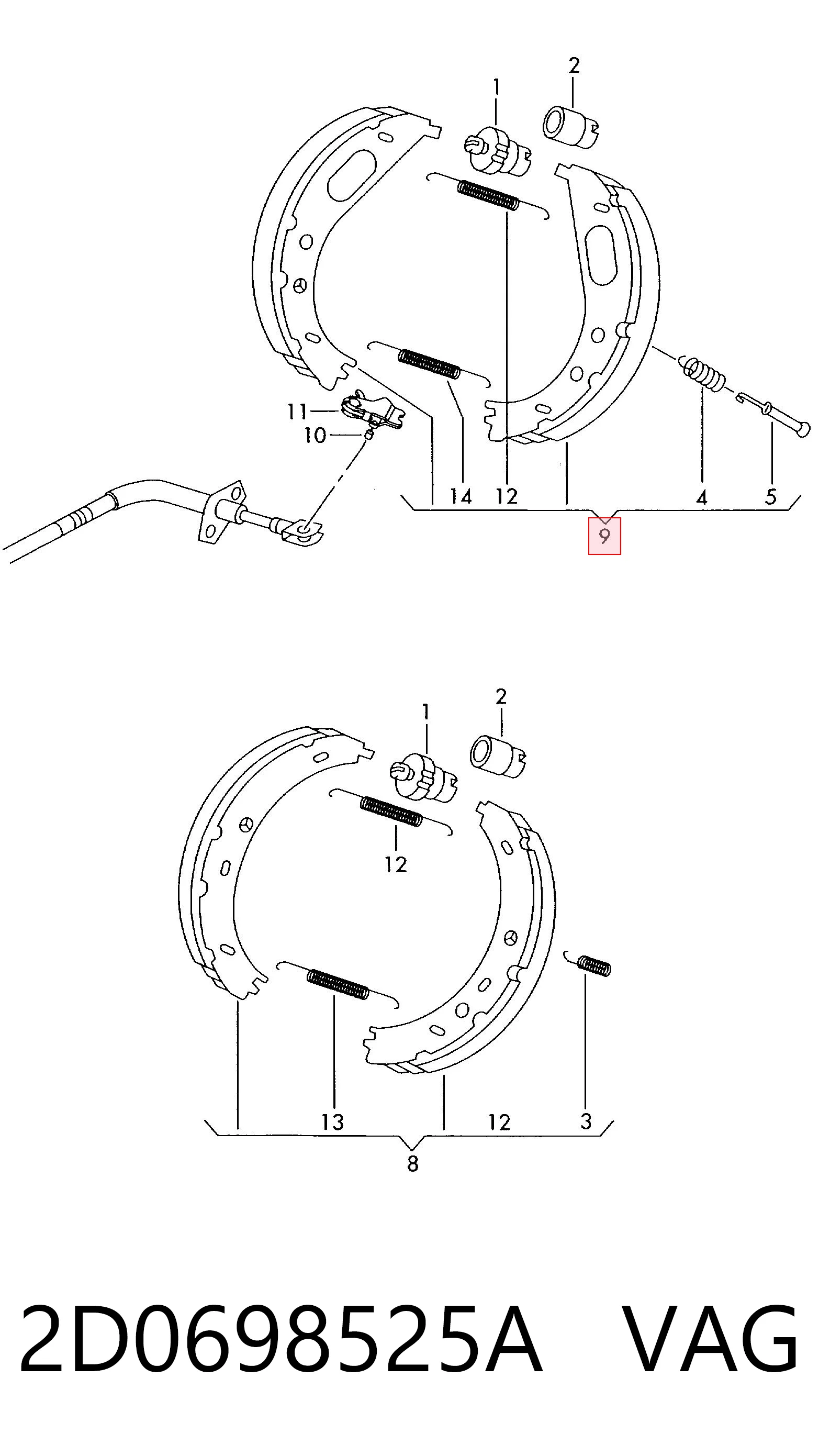 Zapatas de freno de mano para Volkswagen LT 2DB, 2DE, 2DK