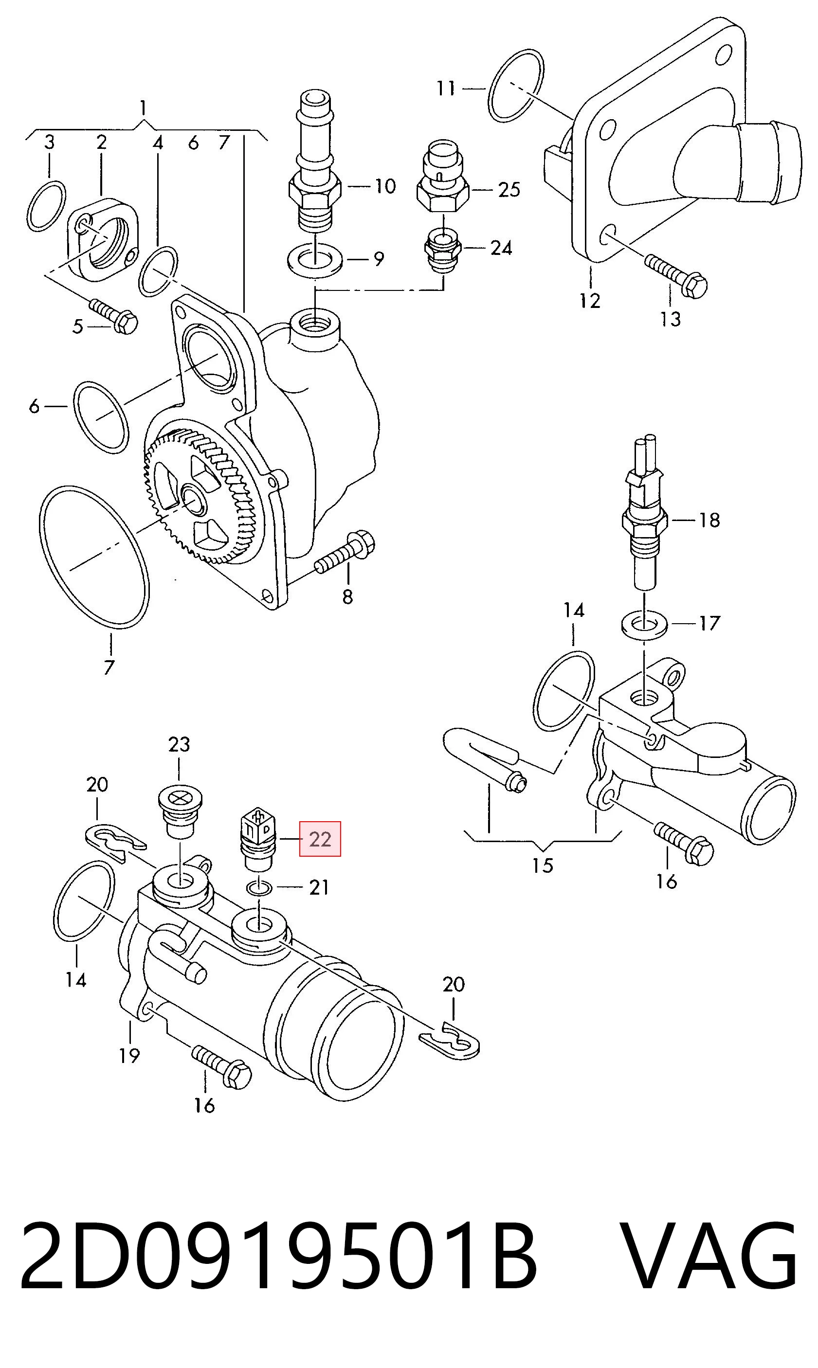 2D0919501B VAG Sensor temperatura refrigerante