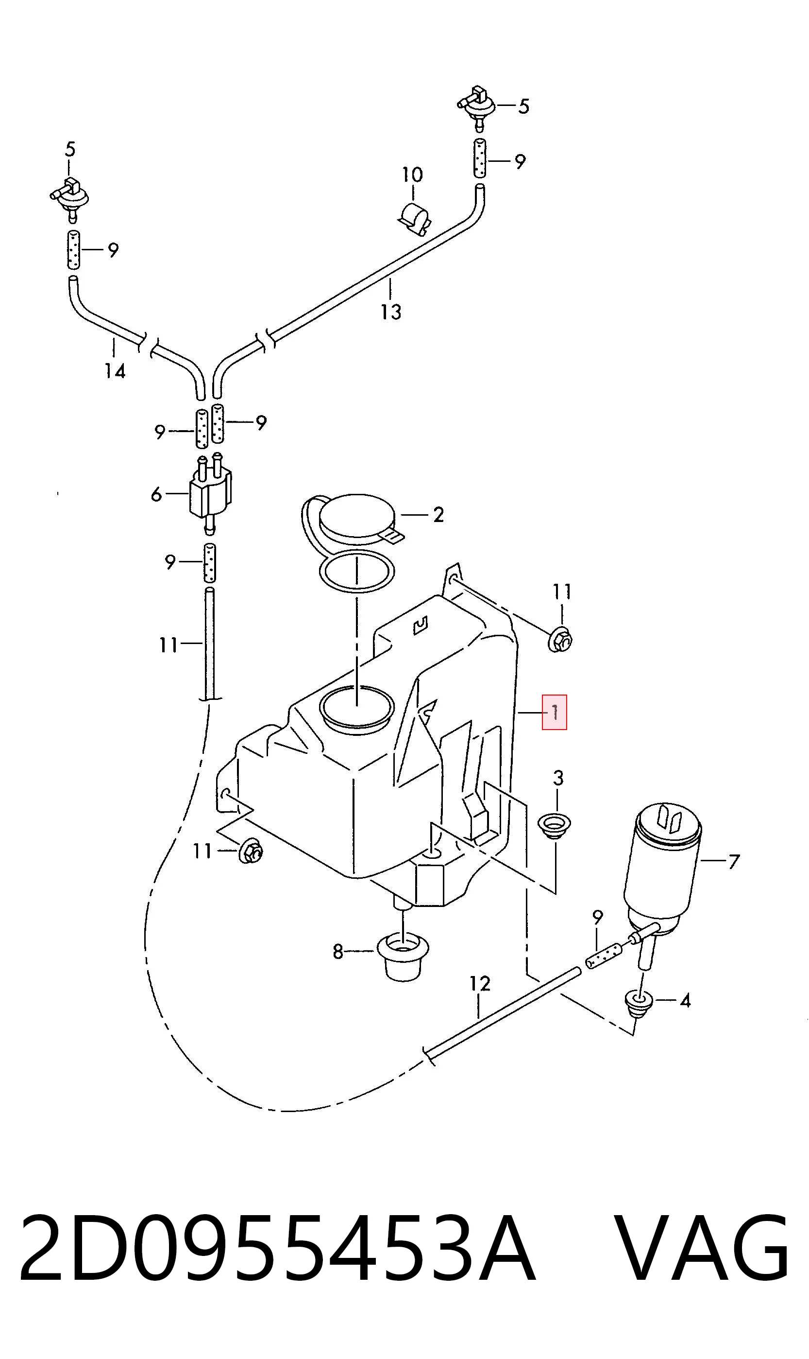 Botella limpiaparabrisas para Volkswagen LT 28-35 II 2DB, 2DE, 2DK