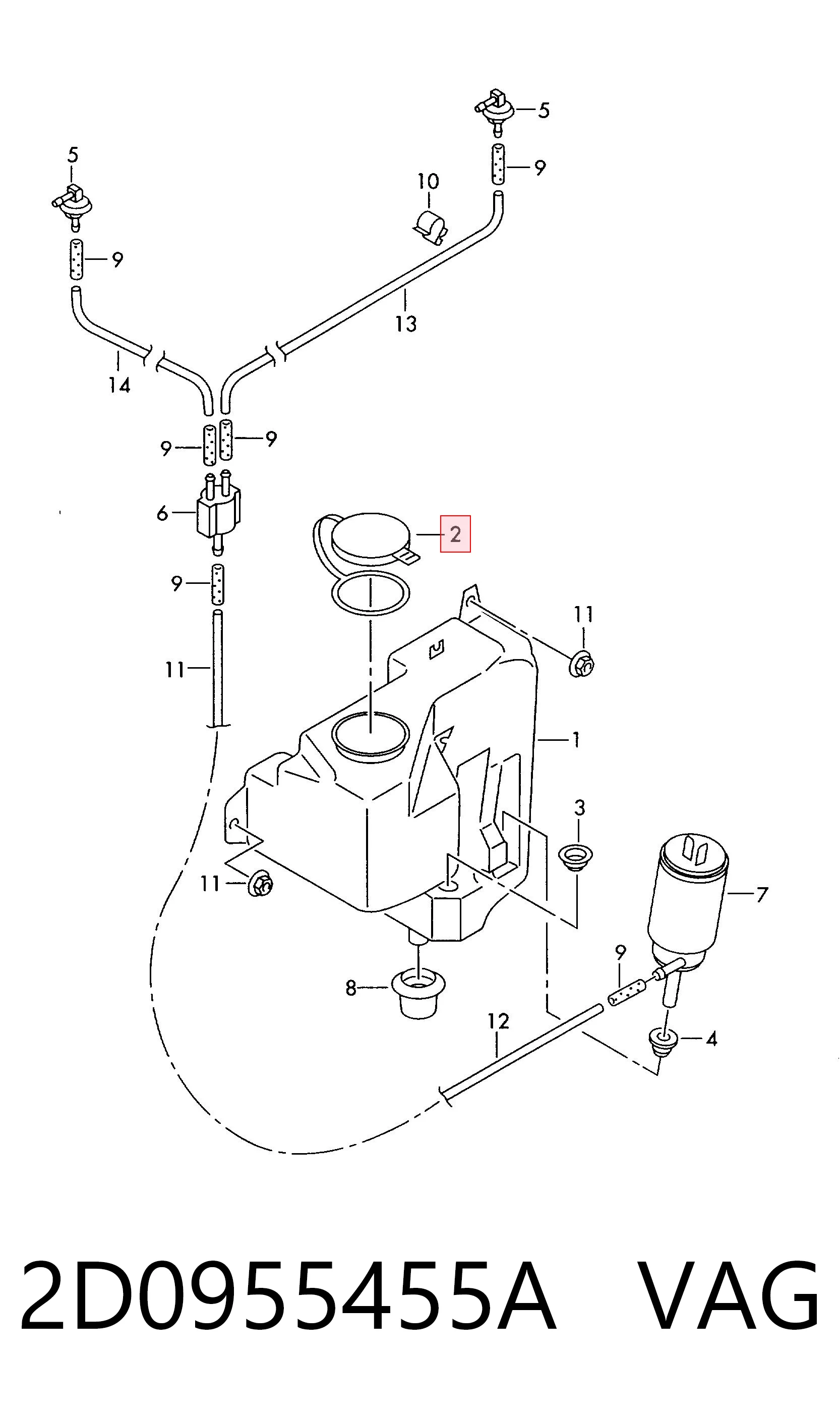 Botella limpiaparabrisas para Volkswagen LT 28-35 II 2DB, 2DE, 2DK
