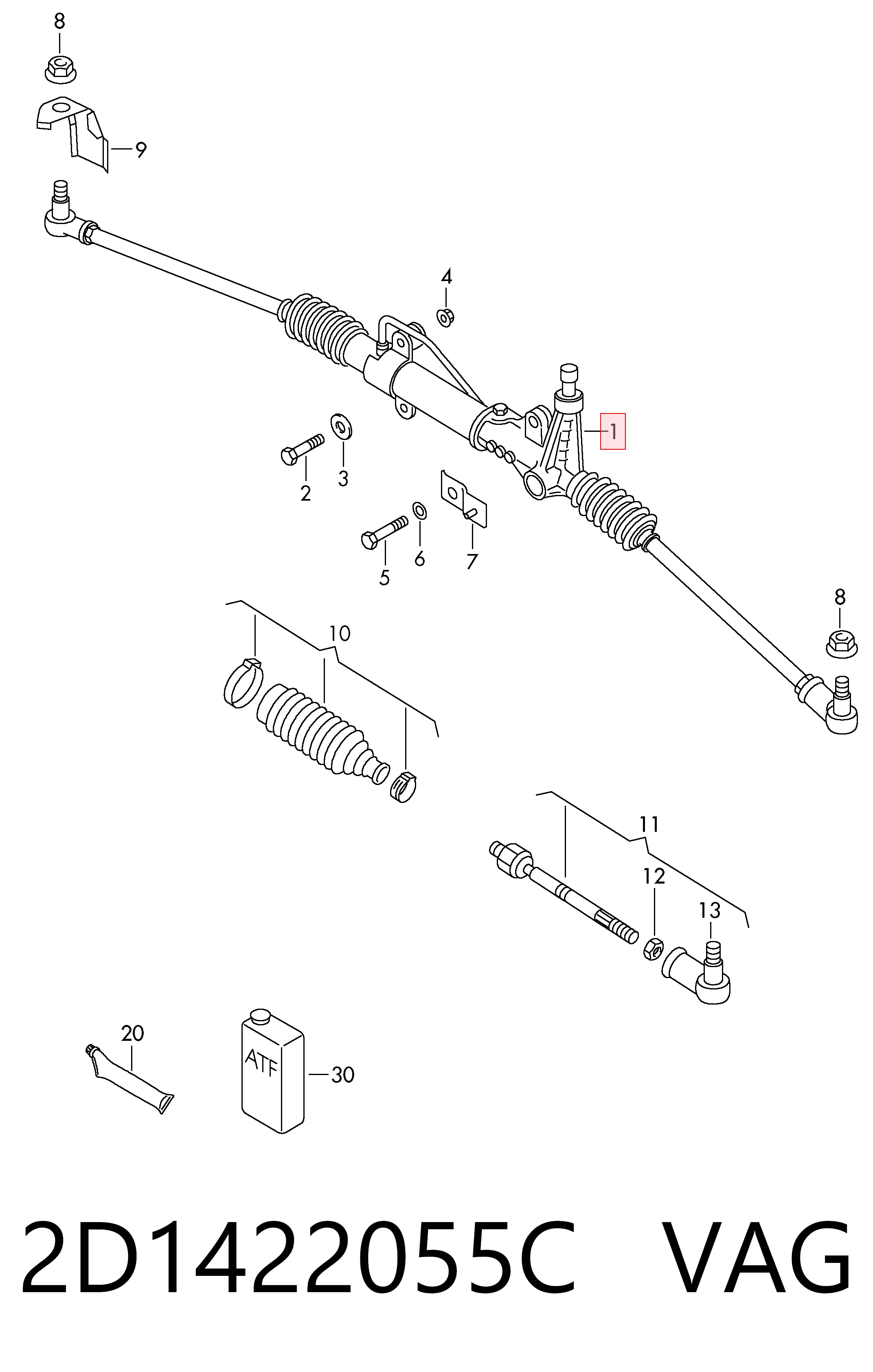 Comprar Cremallera de dirección Volkswagen LT II 2DB, 2DE, 2DK a bajo precio