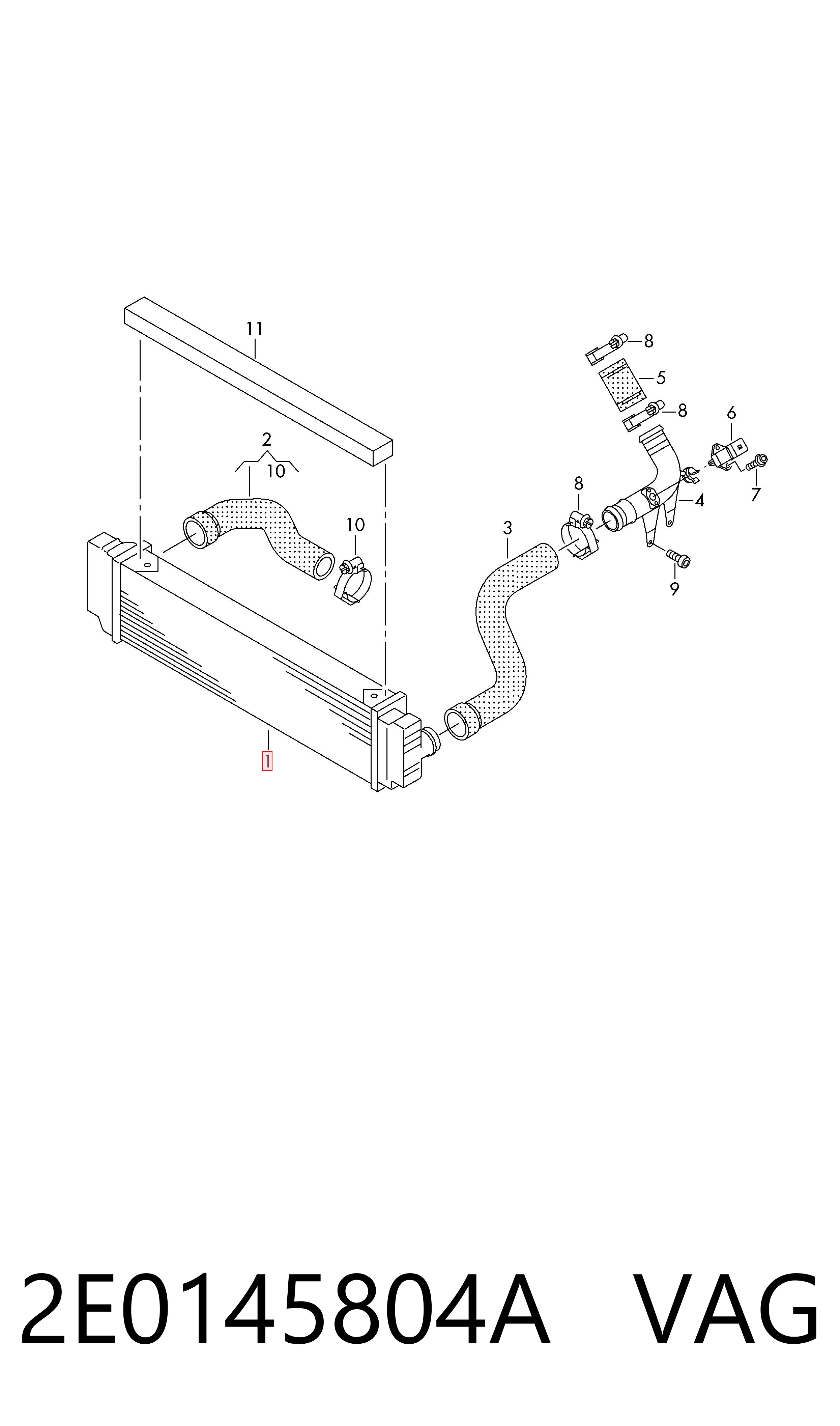 2E0145804A VAG Radiador de intercooler